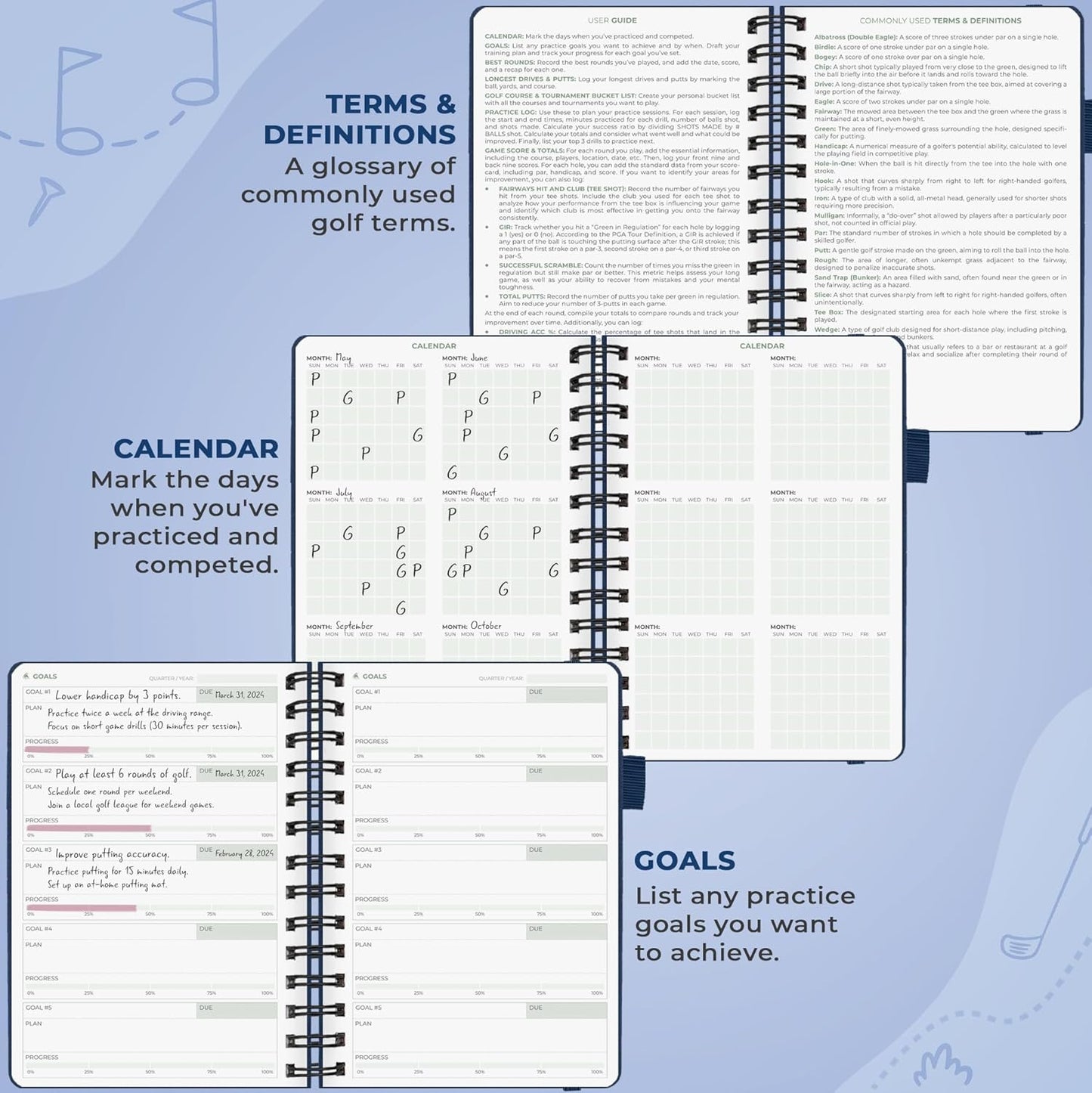 Clever Fox Golf Log Book – Small Training & Scorecard Journal – Pocket Notebook – Golf Practice Accessories & Gifts Ideas for Men (Dark Blue)