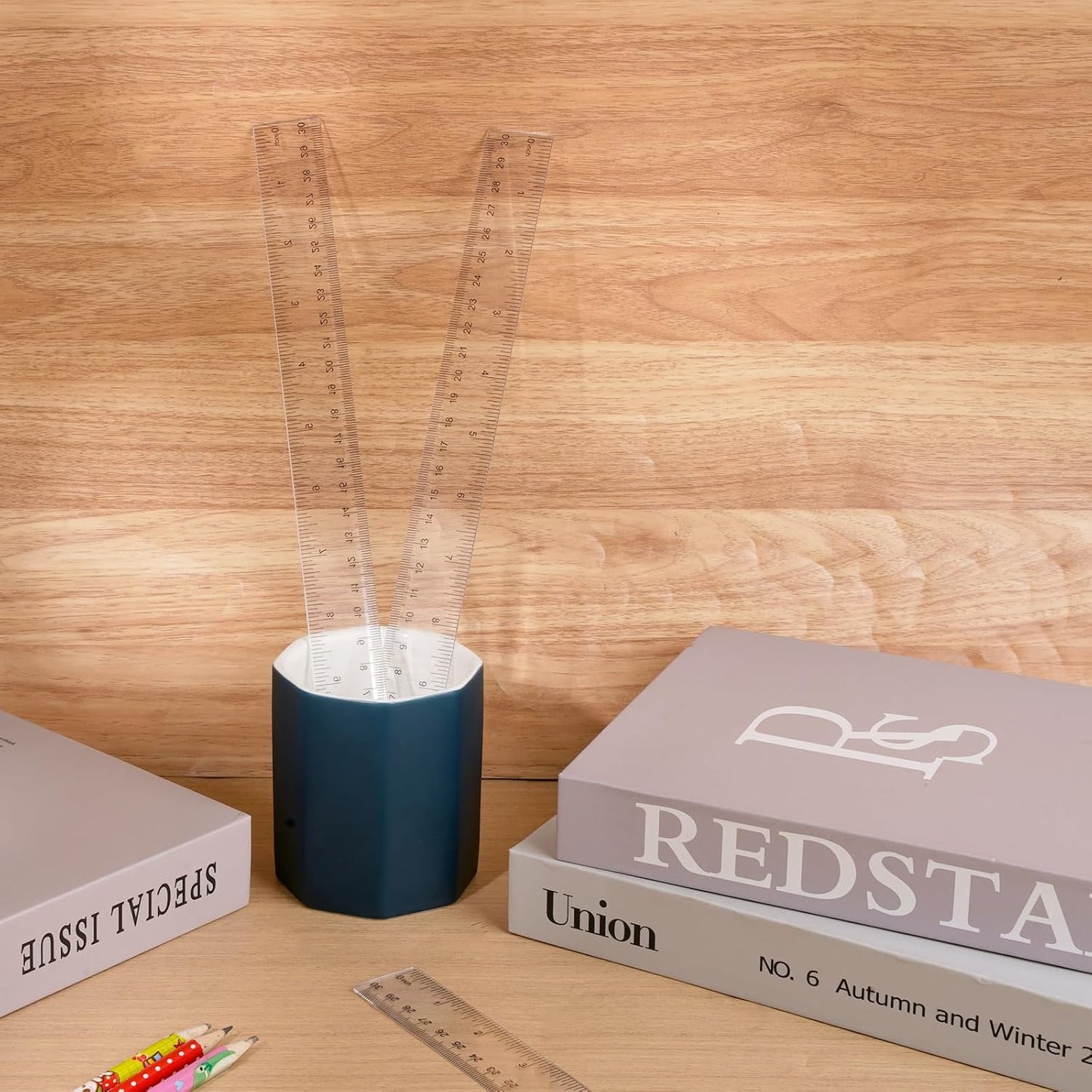 32 Packs Clear Plastic Ruler 12 Inch, 12 Inch Ruler with Centimeter and Millimeter, Plastic Metric Rulers Bulk Set Transparent Assorted Color Office Home Supplies