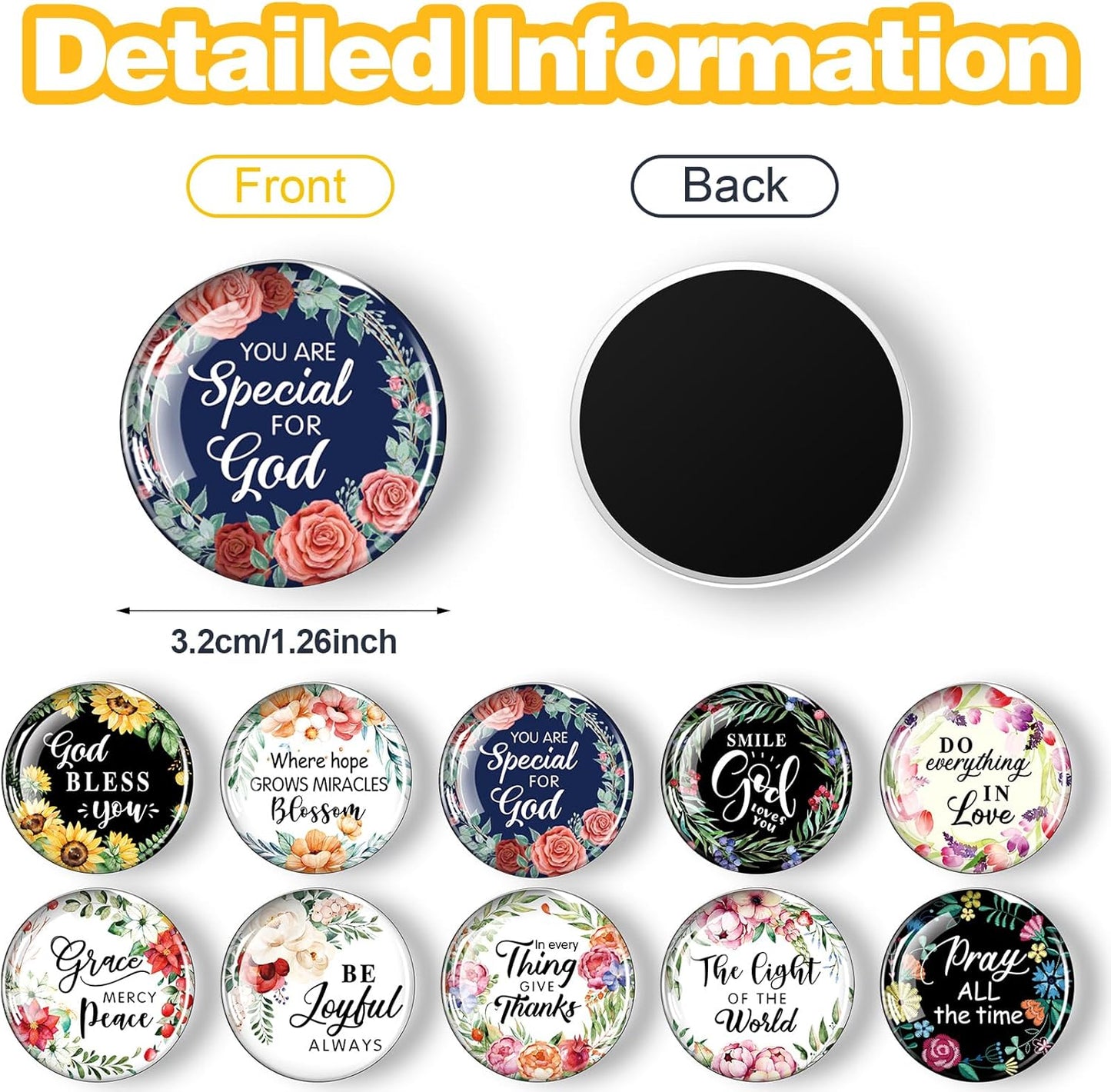 Weewooday 10 Pcs Inspirational Magnets for Refrigerator Fridge Decor Accessories Motivational Glass Quote Fun Magnet for Cabinet Whiteboard Kitchen Office Christmas Gifts(Inspirational Pattern)