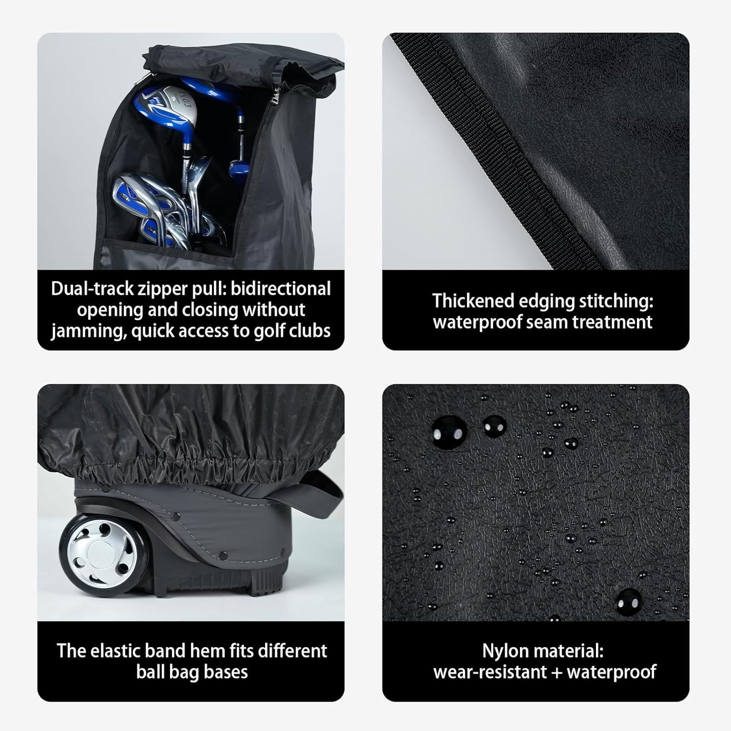 Golf Bag Rain Cover,Durable Dustproof, Travel Waterproof Gear,Golf Bag Rain Hood 50.4" (H) x 8.5" (W) x 23.2" (L)