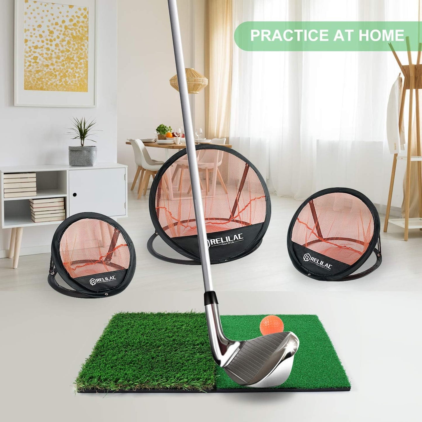 Pop Up Golf Chipping Practice Net Set - Indoor/Outdoor Golfing Target Accessories for Golf Practice - Improve Your Short Game - Gifts for Men, Dad, Mom, Husband, Women, Kid, Golfers