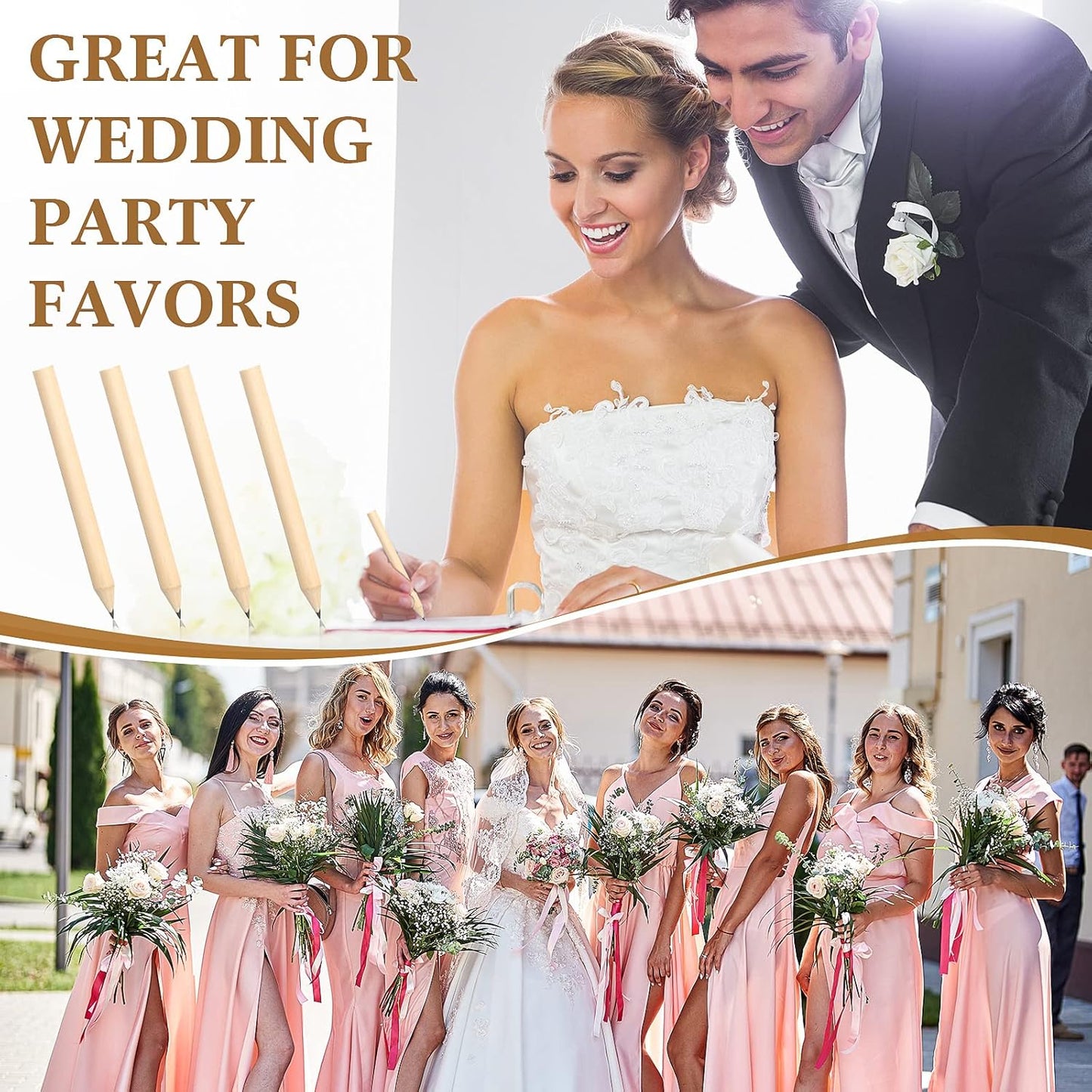 Fuutreo 200 Pcs Golf Pencils Bulk 2 HB Mini Half Pencils Christmas Round Pre Sharpened Natural Wooden Short Gift for Bridal Shower Wedding Boss Employee Gift Supplies, 3.5 Inch