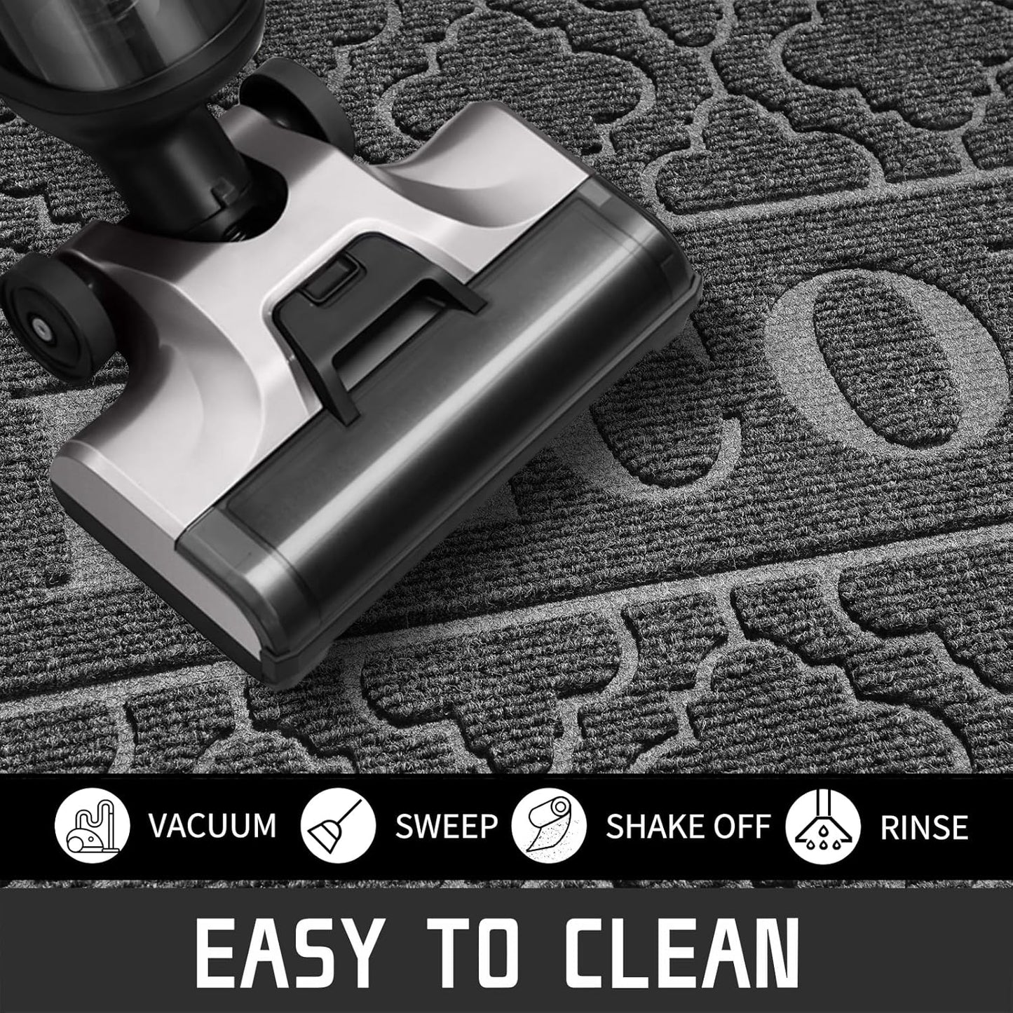 Yimobra Welcome Mat Outdoor Indoor, All-Season Waterproof Front Door Mat Outside Entrance, All-Weather Heavy Duty Non-Slip Doormat, Low Profile Porch Patio Entrance Mats, 47x32, Dark Grey