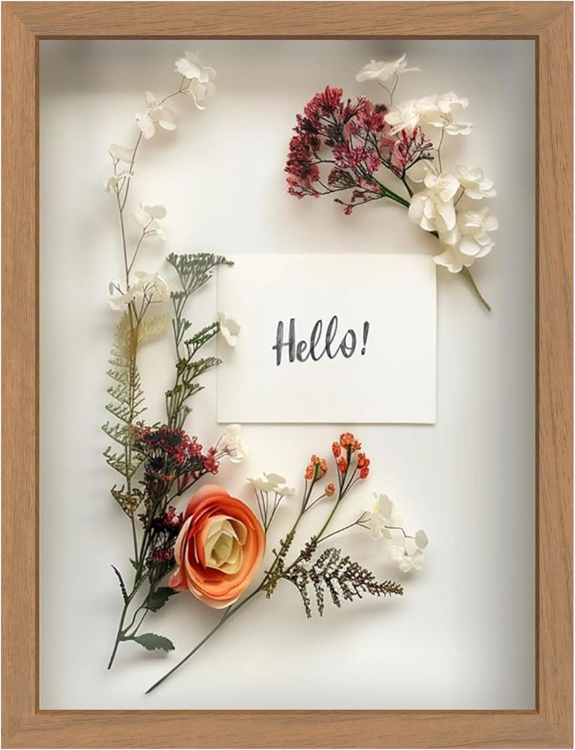 FrameWorks Golden Oak Wooden Shadow Box Frame - 12' x 16' Display Case with Soft Felt Back, Tempered Glass, White Ball Push Pins