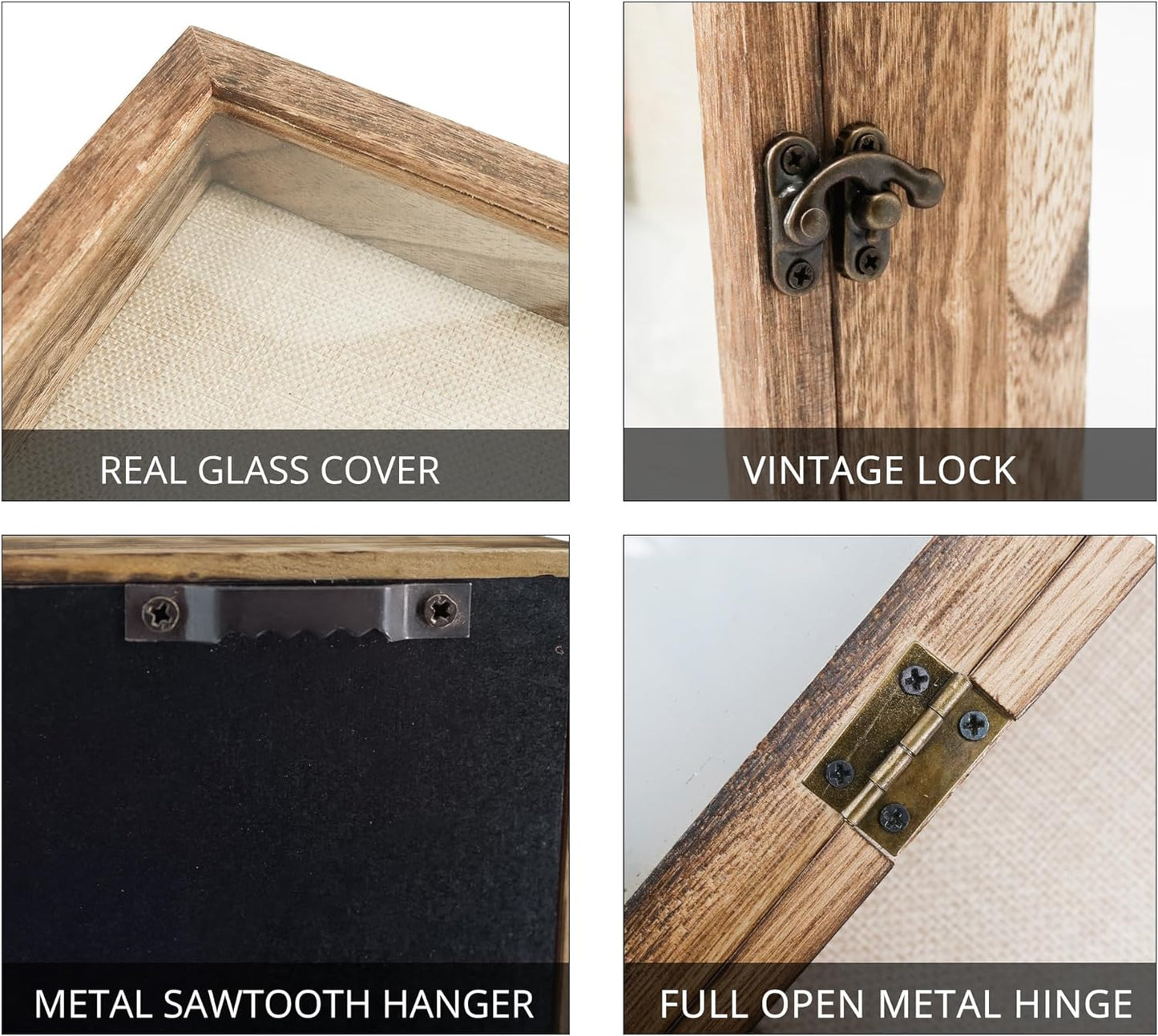 GraduatePro Shadow Box Frame 13x16 Display Case with Linen Back, Real Glass Window Door with Hinge, Picture Frame Wedding Bouquet Memorabilia Medals Photos Memory Box for Keepsakes, Carbonized Black