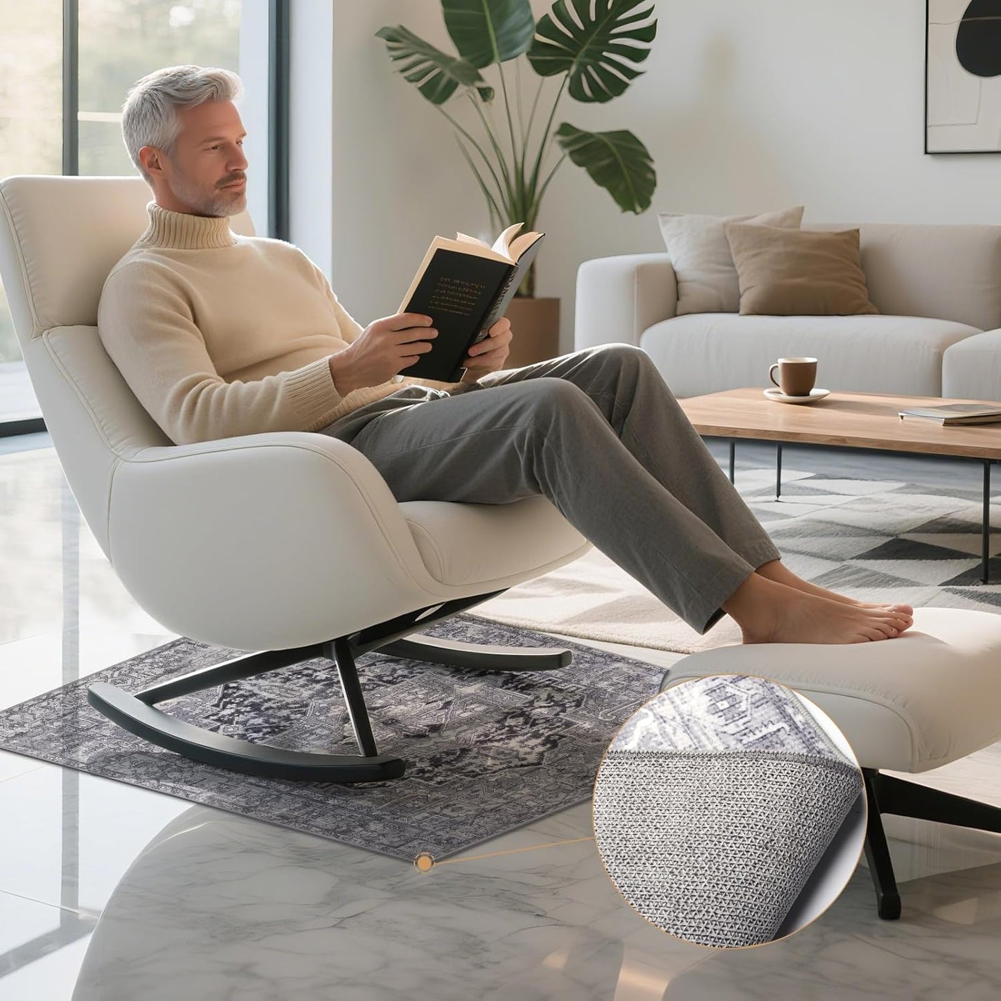 Recliner Chair Mat, Recliner Pads for Hardwood Floors, Non Skid Rubber Furniture Gripper Pads for Recliners, 31.5inch Diameter Low Pile Heavy Duty Non Slip Multi-Purpose Desk Chair Mat Rug