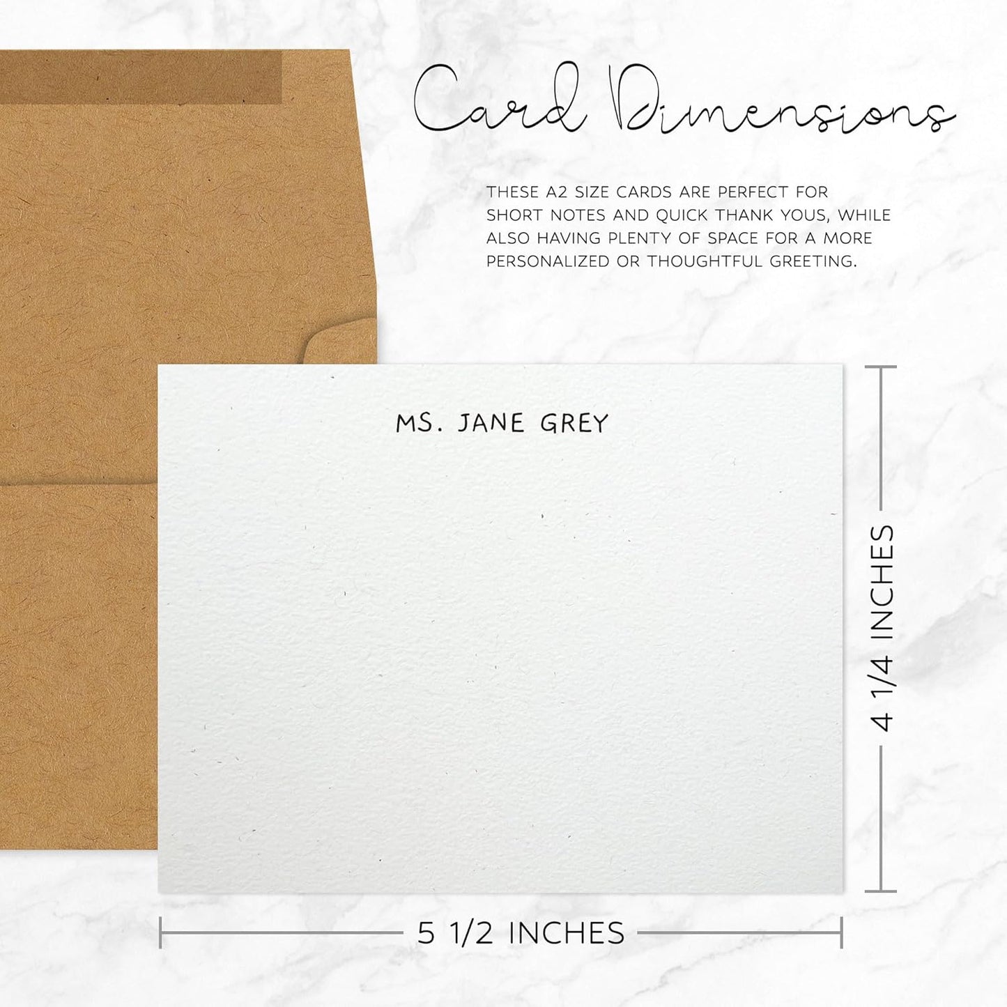 Personalized Note Cards – Custom Flat Stationery Set with Name – Personalized Thank You Cards – Elegant Personalized Stationery for Women (Jane Grey)