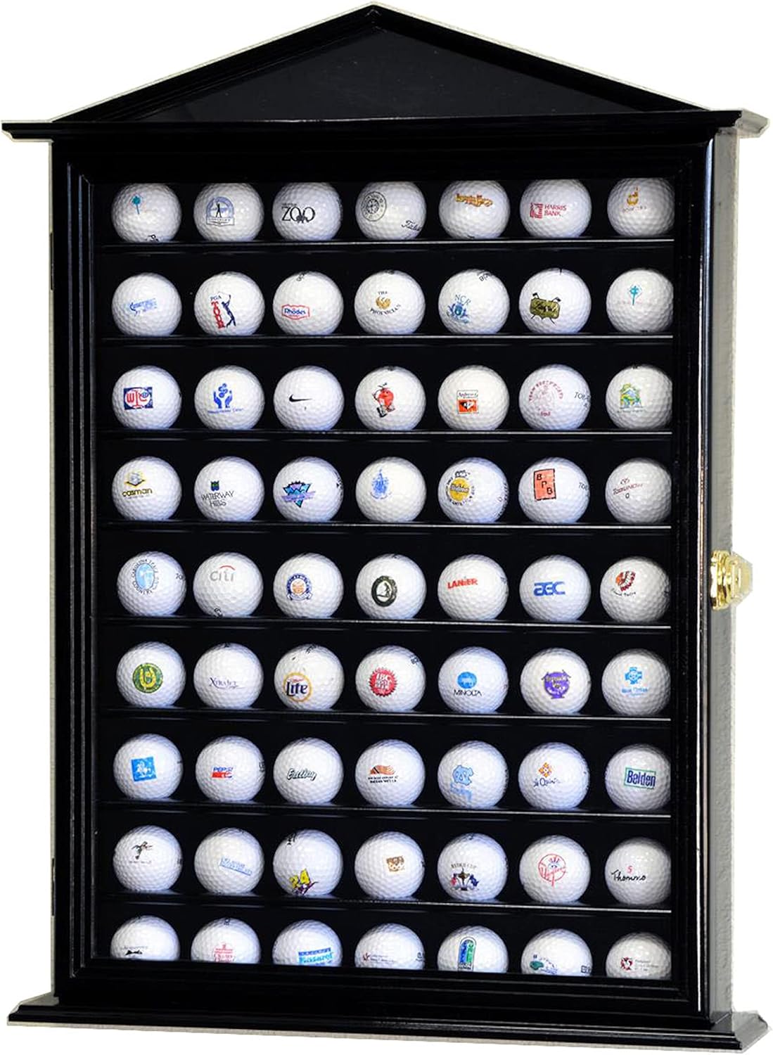 63 Golf Ball Designer Display Case Cabinet (Black)