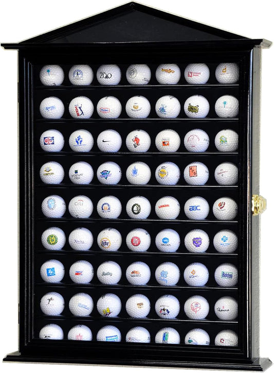 63 Golf Ball Designer Display Case Cabinet (Black)