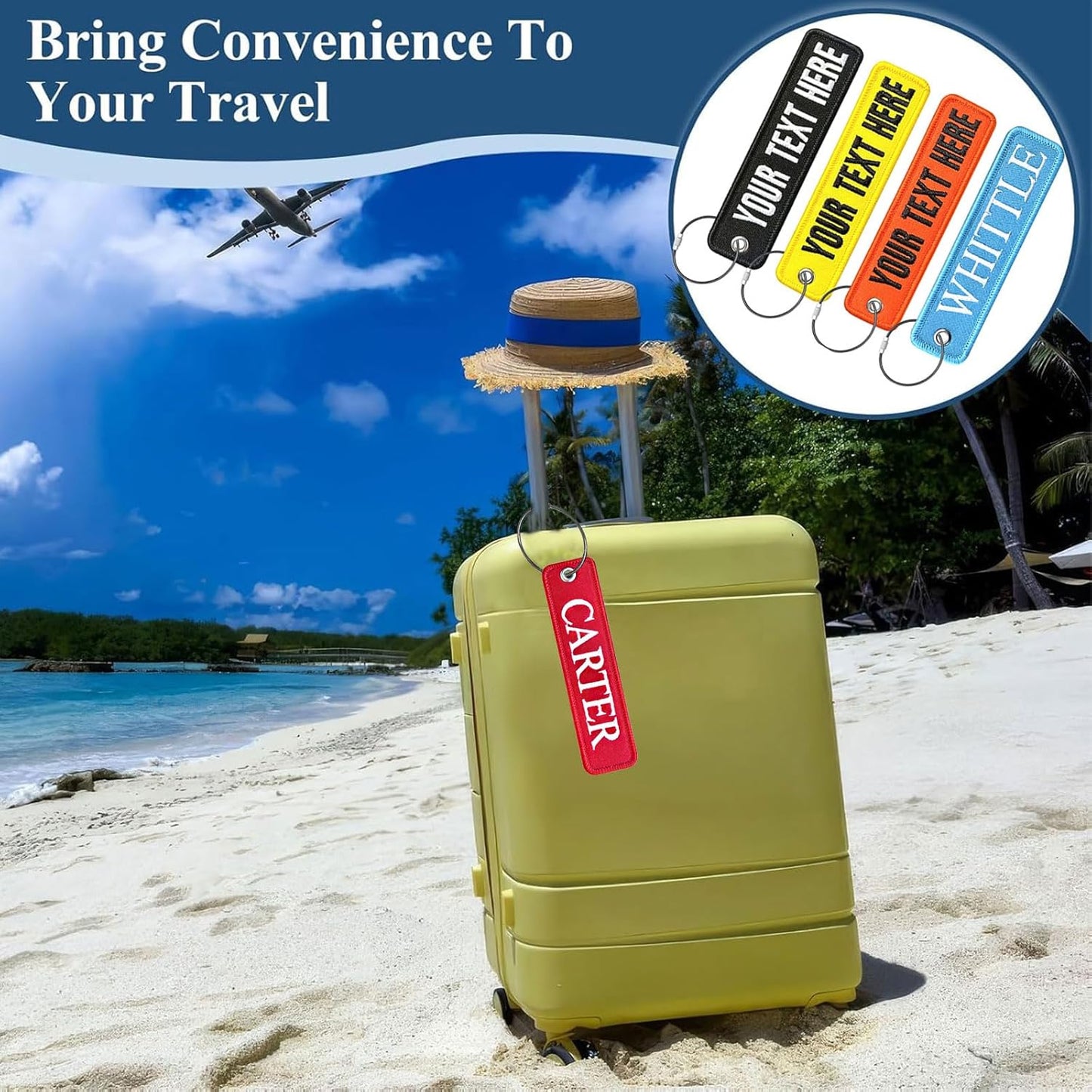 Custom Luggage Tags,1PCS Personalized Embroidered ID Tags for Suitcases & Travel Bags,Travel Suitcases Tags Label with Stainless Steel Loop for Baggage Luggage Bags Keys for Easy Bag Recognition (CO2)