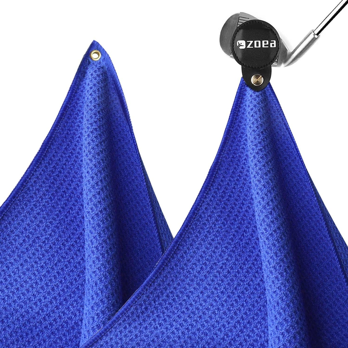 ZOEA Magnetic Towel, Magnetic Clip for Golf Towel, Microfiber Fabric Waffle Pattern Towels Industrial Strength Magnet for Strong Hold to Golf Carts or Clubs (2, Blue)