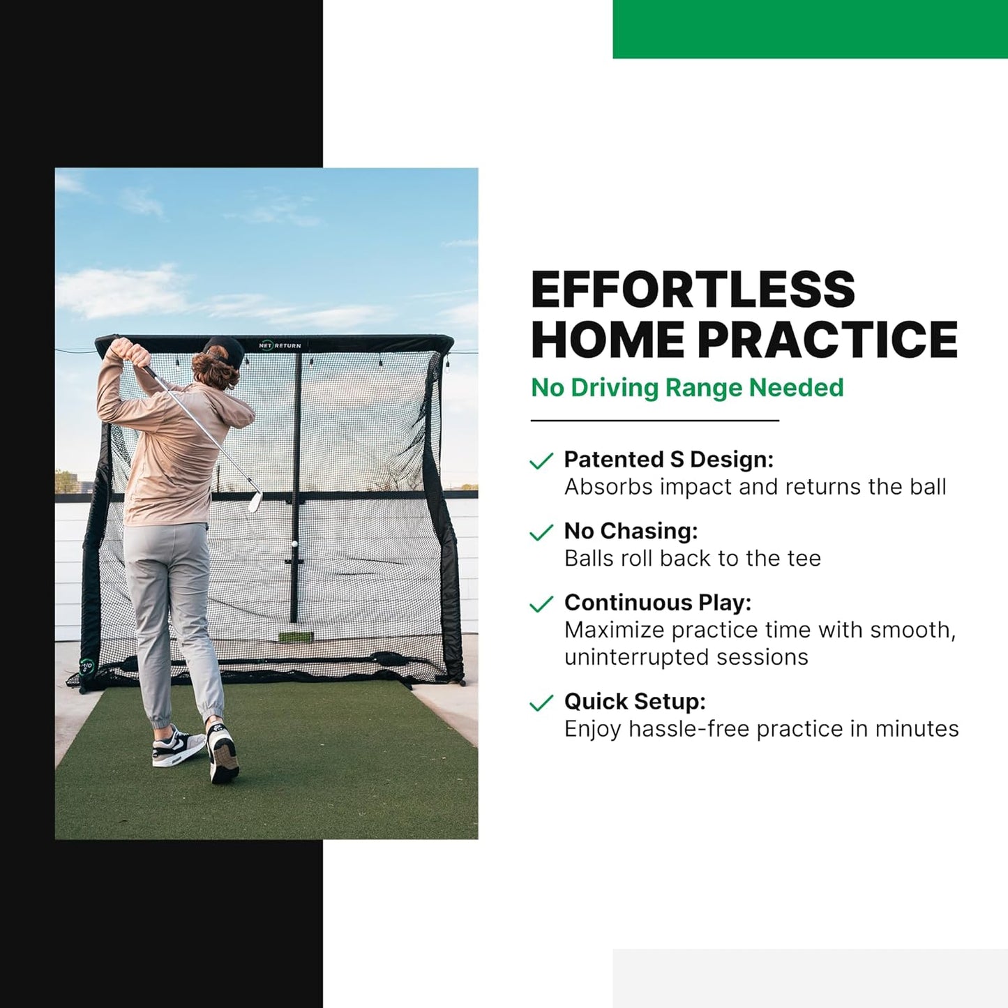 The Net Return Home/Pro Series Golf Net, Multi-Sport, 7x7 ft – 8x7.5 ft, Auto Ball Return, Portable for Indoor/Outdoor