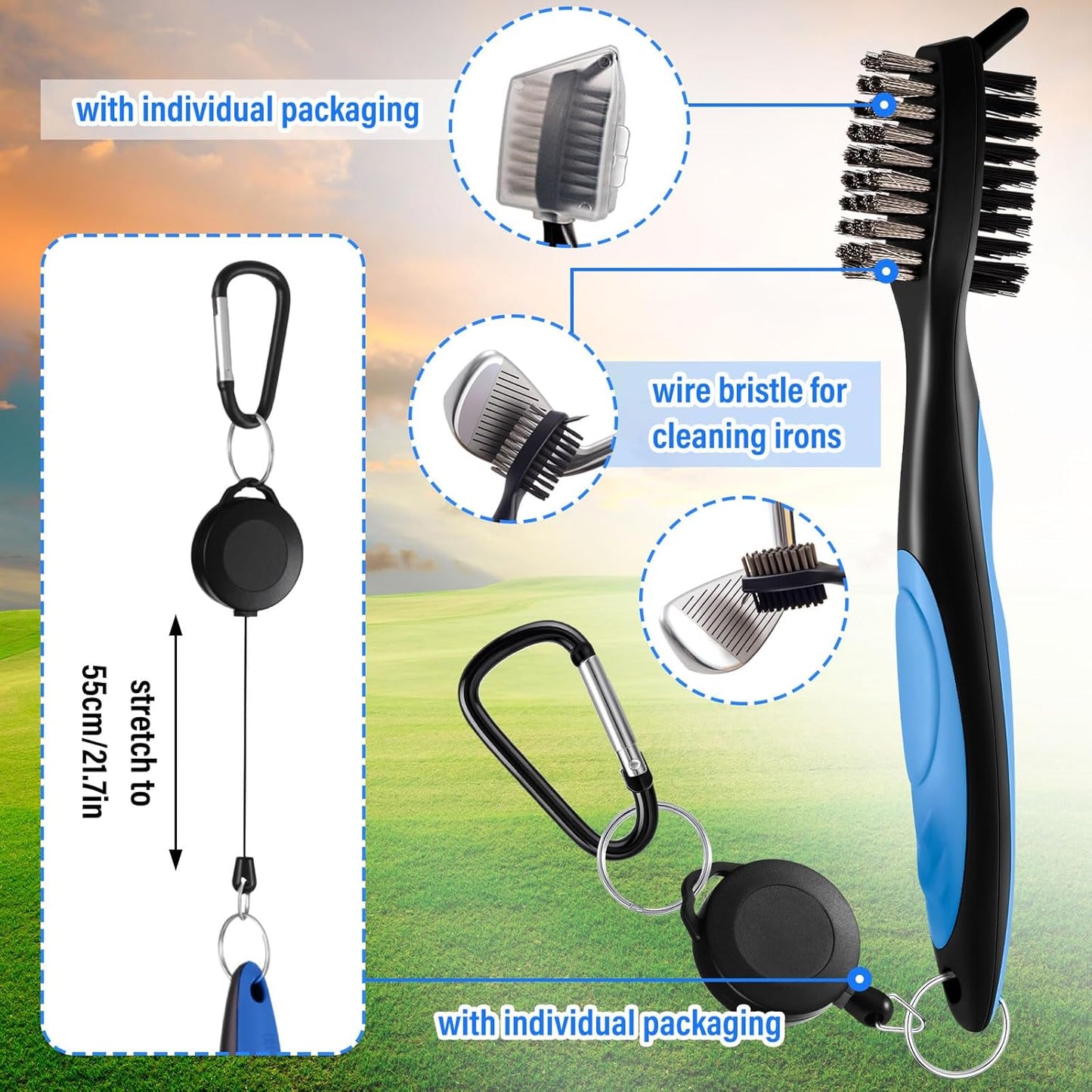 Liliful 12 Pcs Golf Accessories Kit, Include Golf Ball Bag with Hook Towel Tees Magnetic Ball Marker Divot Tool Cleaner Brush for Women Man Gifts