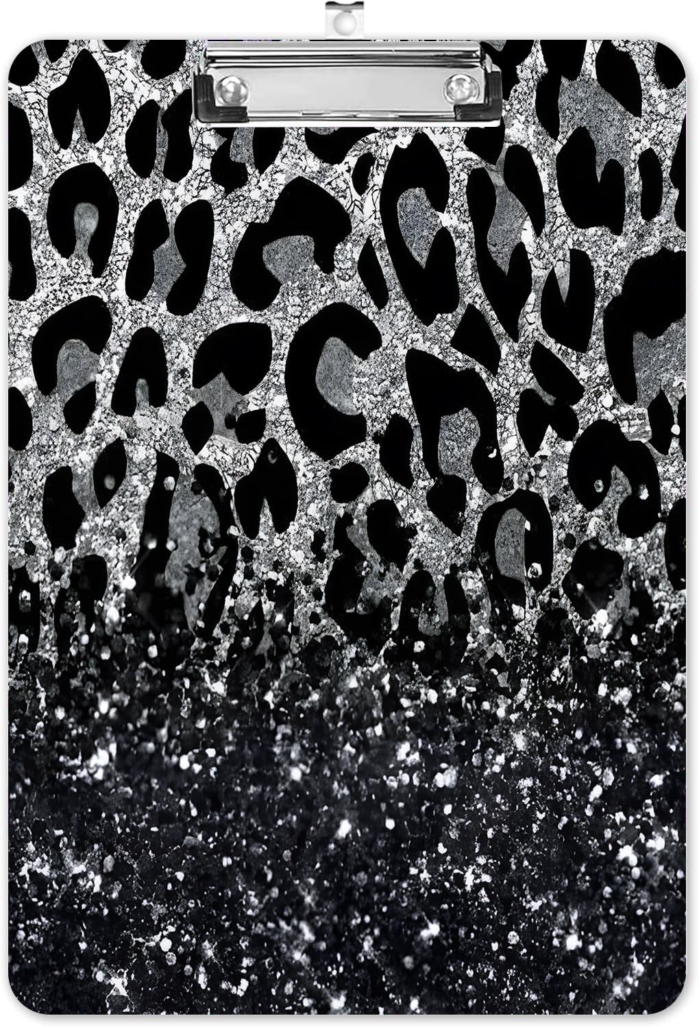 Fashion A4 Clipboard, Standard Letter Size 9" x 12.5", Decorative Wooden Clipboard with Low Profile Metal Clip for Office, School, Teachers, and Students,Luxury Black Leopard