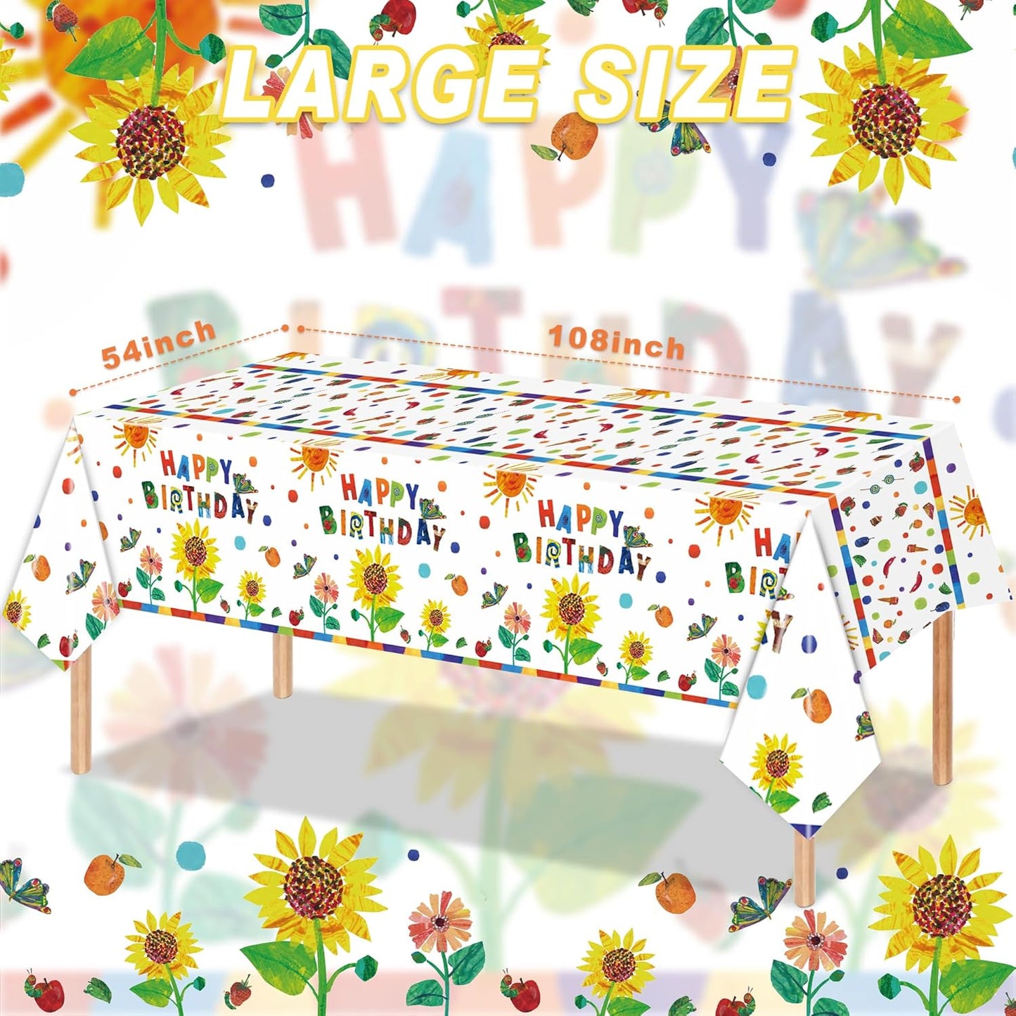 3 Pcs Hungry CaterpillarTheme Party Tablecloth Decorations - Disposable Caterpillar Birthday Table Cover Party Supplies for Birthday Baby Shower