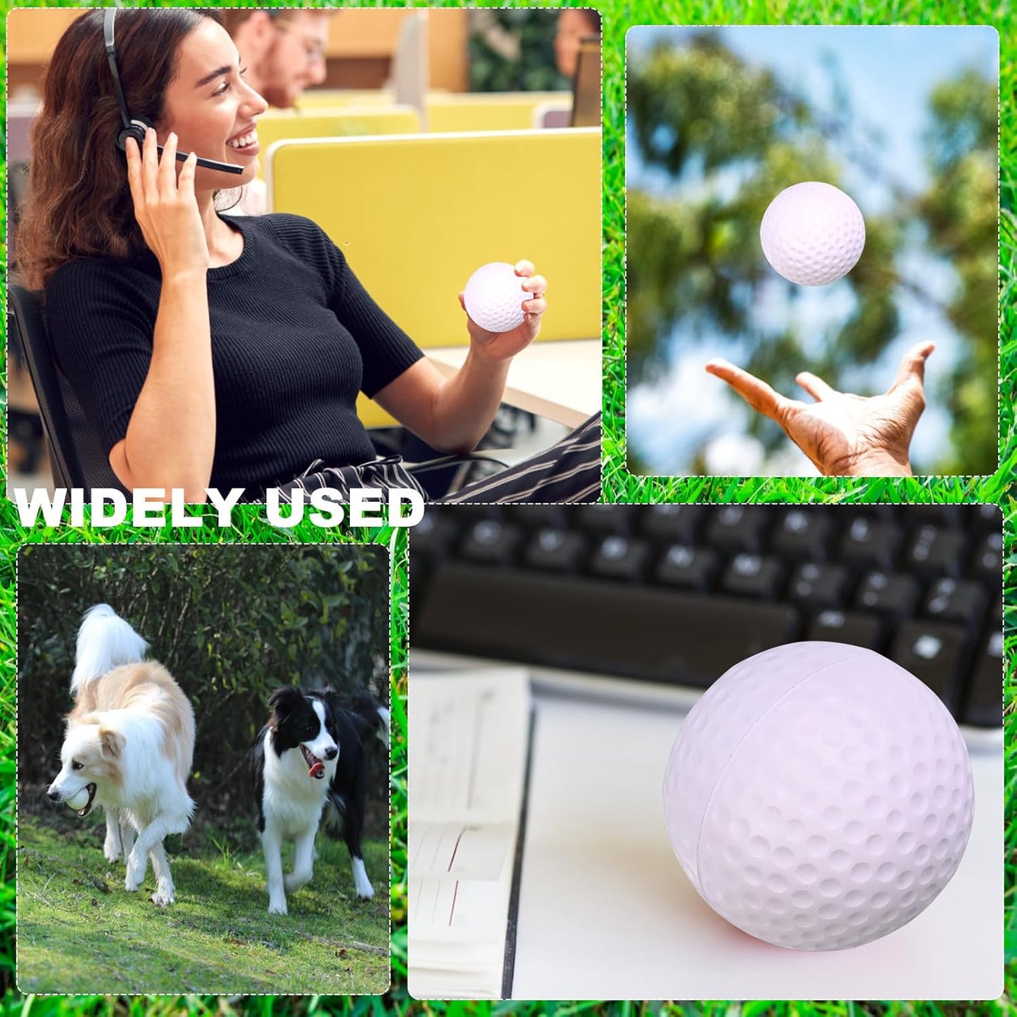 24 Pcs Mini Golf Stress Ball Bulk 2.5 Inch Foam Practice Balls for Stress Relief with 2 Black Mesh Storage Bags Sports Party Favors for Birthday School Carnival Gift