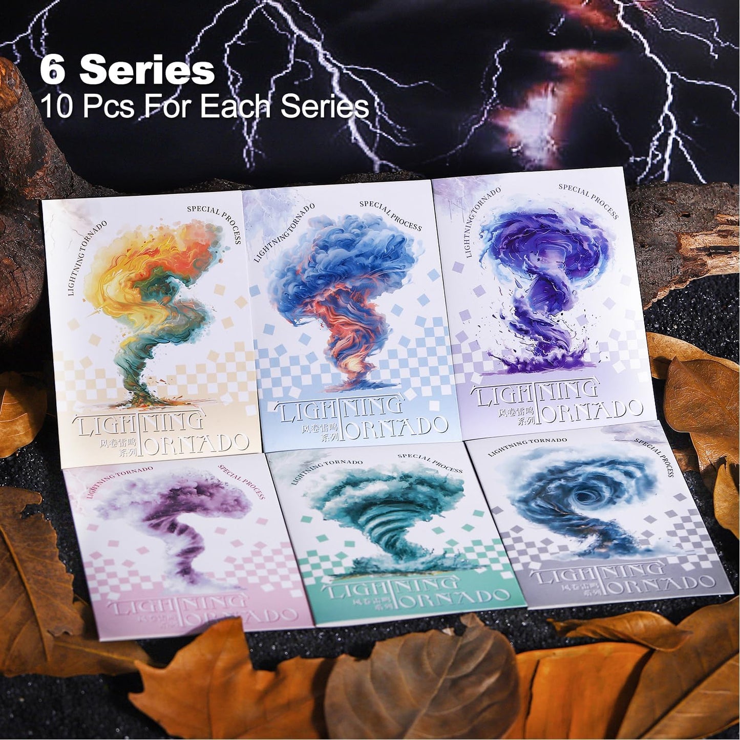 Lightning Tornado PET Sticker Set, 60Pcs Large Holographic Stickers for Scrapbooking, Journaling, Junk Journal Supplies, and DIY Crafts