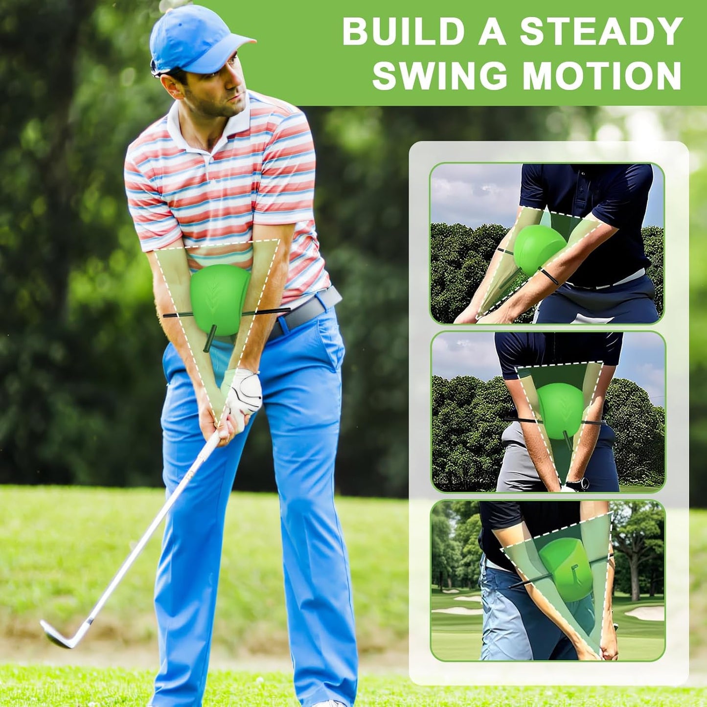 The Connector Golf Training Aid, Golf Swing Trainer for Posture Correction Practice, Golf Swing Training Aid, Golf Training Aids Helps Train Proper Swing Mechanics, Arm Structure