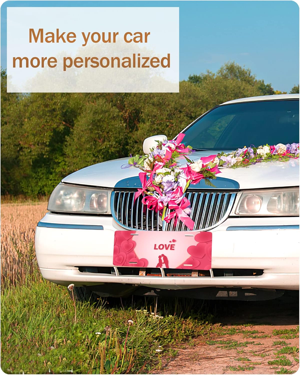 Front License Plate Personalized, Personalized License Plate for Front of Car with Image Text, Customized Front License Plate Designs, Auto Car Tags, Vanity Plate (6 x 12 Inch), black