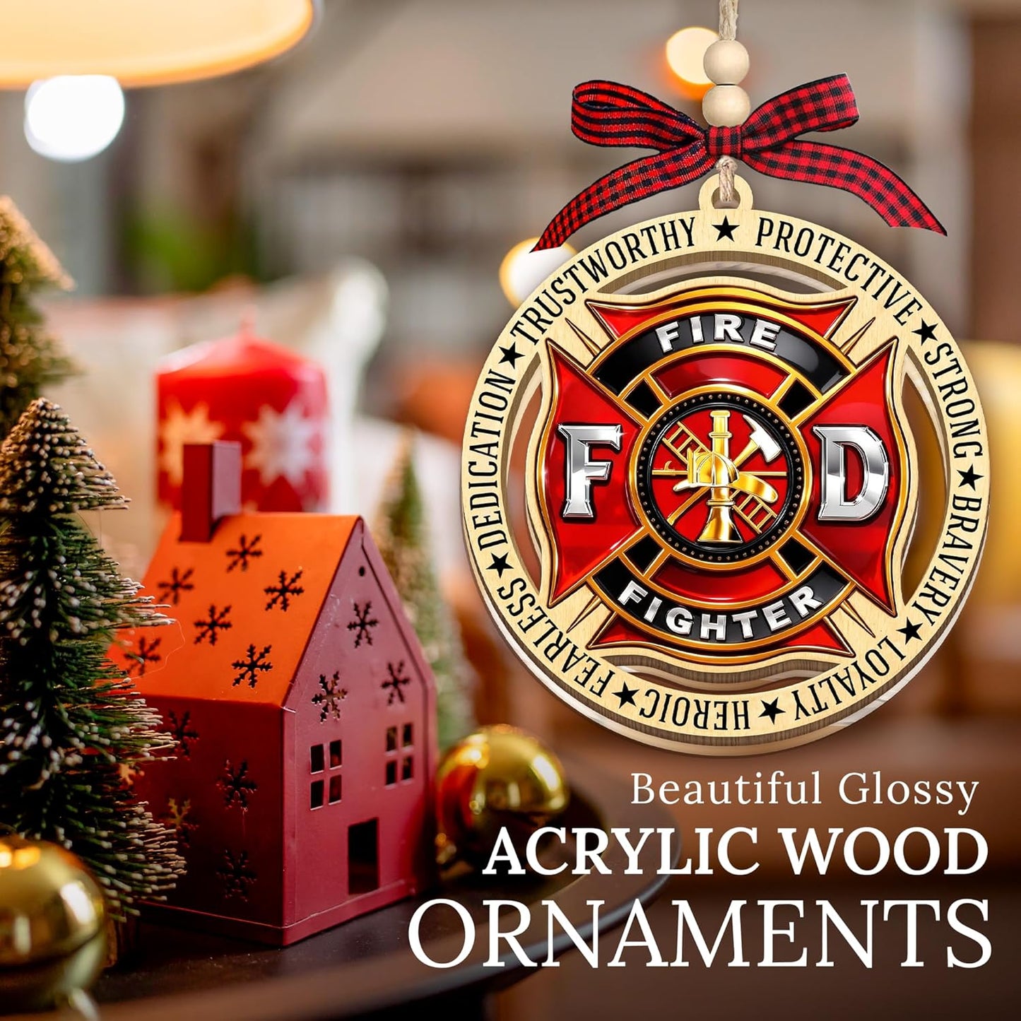 HEXMOZ Firefighter Christmas Ornaments - Firefighter Ornaments for Fireman, Fire Department Gift Ideas - Xmas Gifts for Firefighters Male, Female, Holiday Ornaments Decorations 2025
