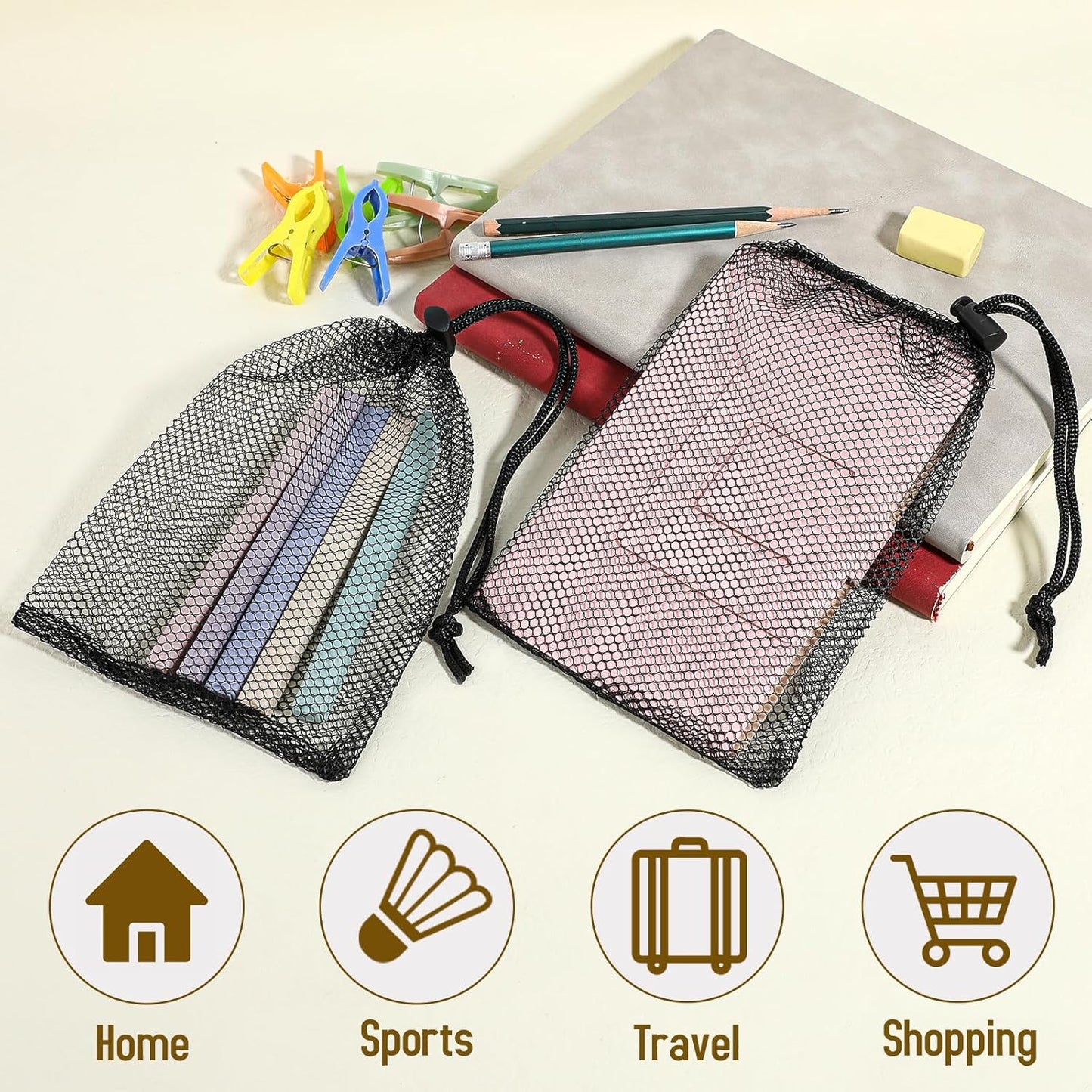 Sliverdew 10PCS Small Mesh Bags Drawstring Black Nylon Mesh Drawstring Bag Mini Mesh Pouch Bag Nylon Net Bags with Drawstrings Small Travel Stuff Bags Sacks 6 x 8 inch