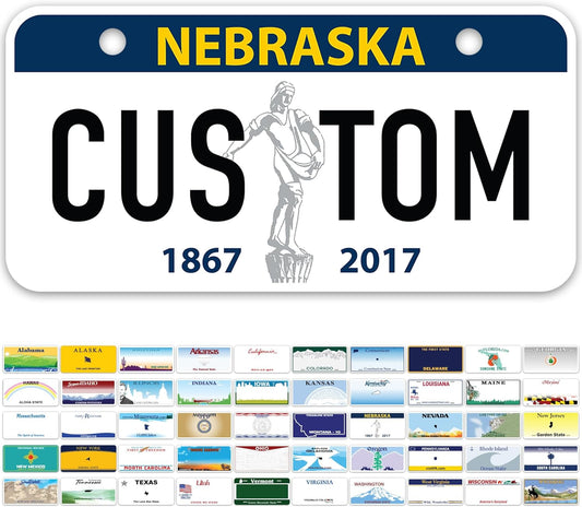 Mini License Plates, Personalized License Plates, Custom for Car, Bikes, ATV, Kids Car, Golf Cart, Jeep, 2x4 Inch, Rust-Free Fade Resistant Aluminum, USA Made by My Sign Center (Nebraska)