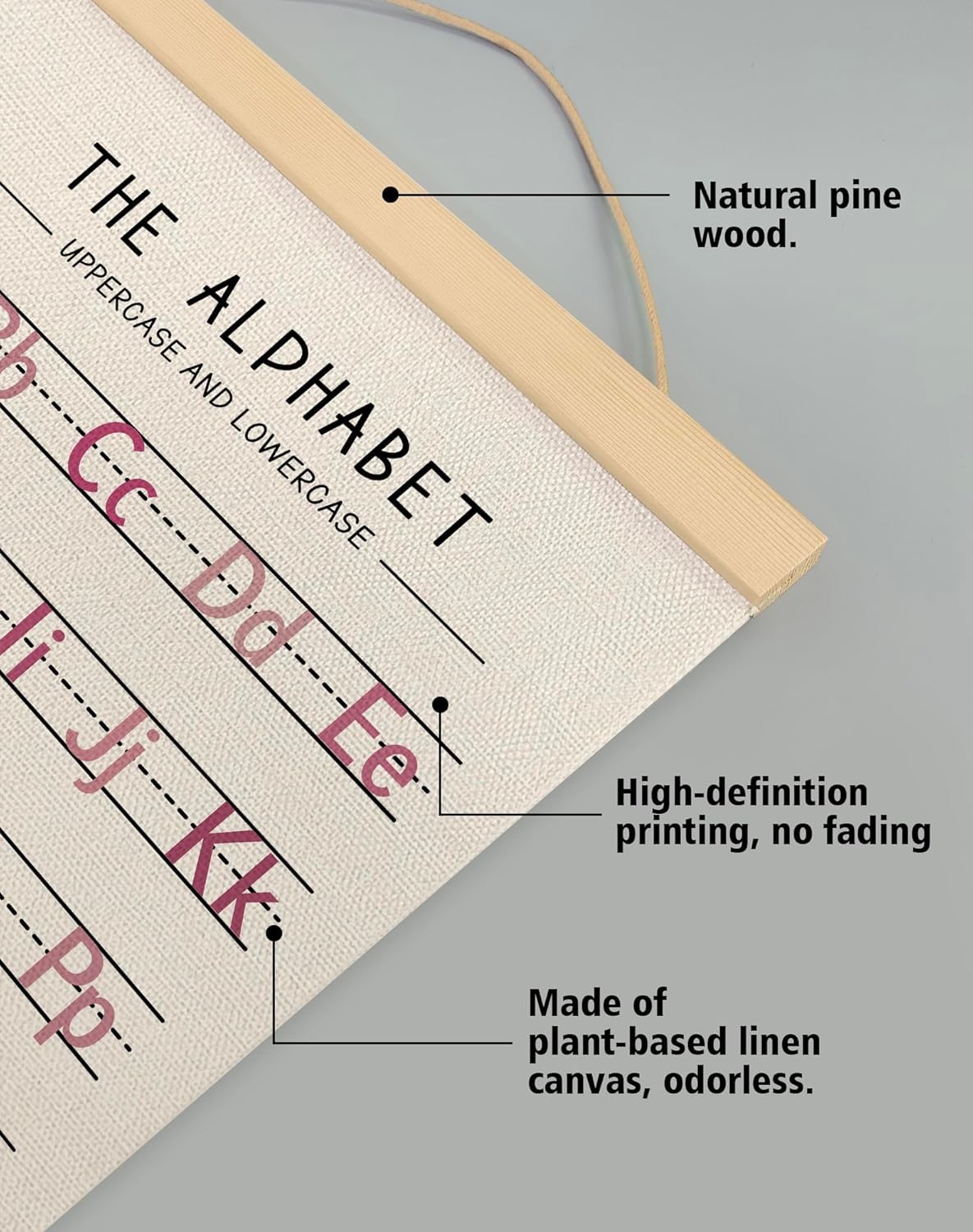 Alphabet and Numbers Wall Chart Set of 2 ,Kids Educational Posters,ABC and 1-20 Number Learning Banners for Toddlers, Preschool Classroom, Homeschool, Nursery, Playroom Decor 14 x 18.5 Inch(Pink)