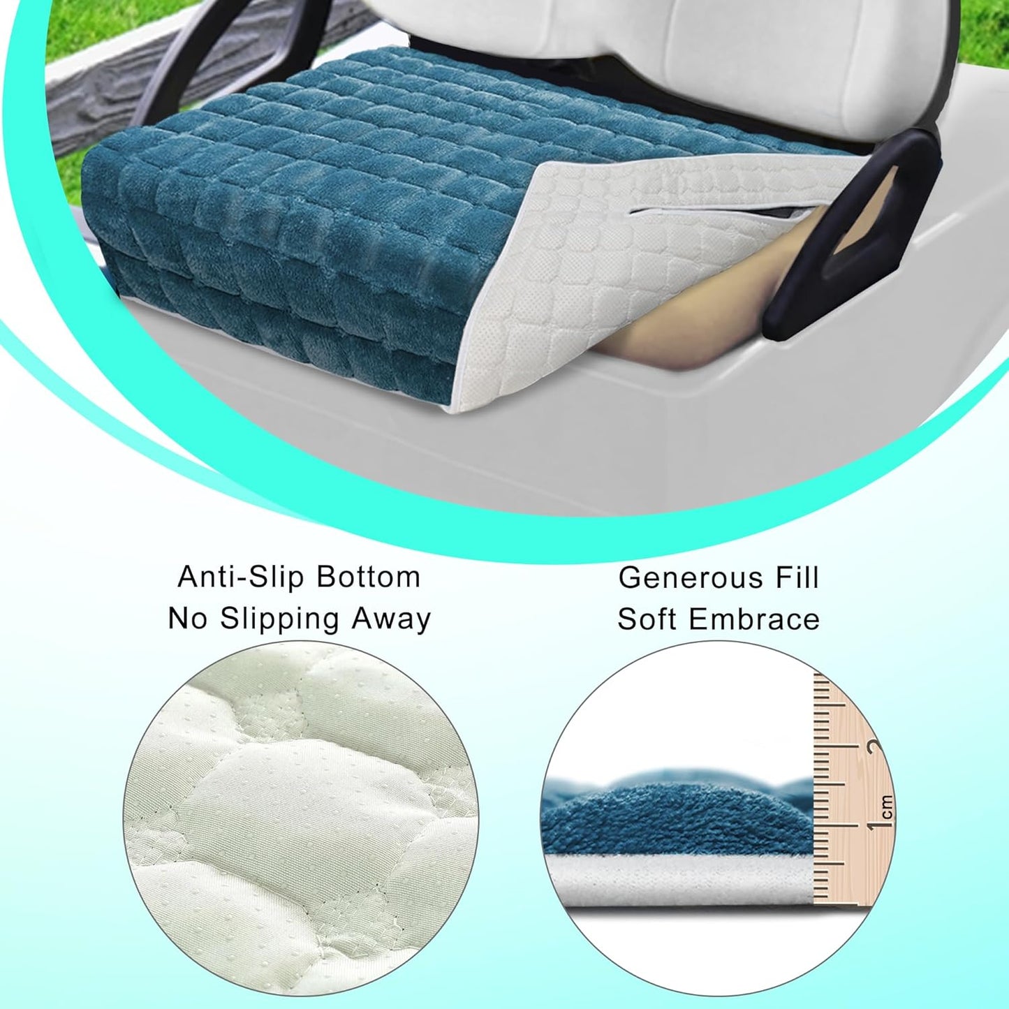 YOKYHOM Golf Cart Seat Covers, Supreme Comfort Golf Cart Seat Towel Blanket, Heavyweight Deep-Pile, Fits EZGO, Yamaha, Club Car and More 2-Seat Carts, 50"x 27.5", Dark Blue