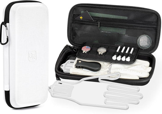 Odor-Absorbing Golf Glove Holder Case for Men Women with Glove Shaper - Fits Golf Club Bag, Golf Organizer Storage for Phone, Tees, Divot Tool, Ball Markers, Golf Gifts for Men Women