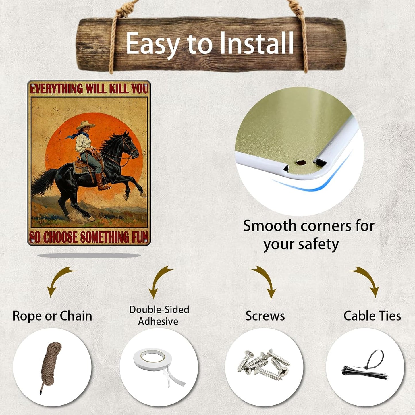 Funny Western Cowboy Metal Tin Sign 12x16 Inch Everything Will Kill You So Choose Something Vintage Western Cowboy Tin Sign Home Kitchen Garden Restaurant Man Cave Wall Decor