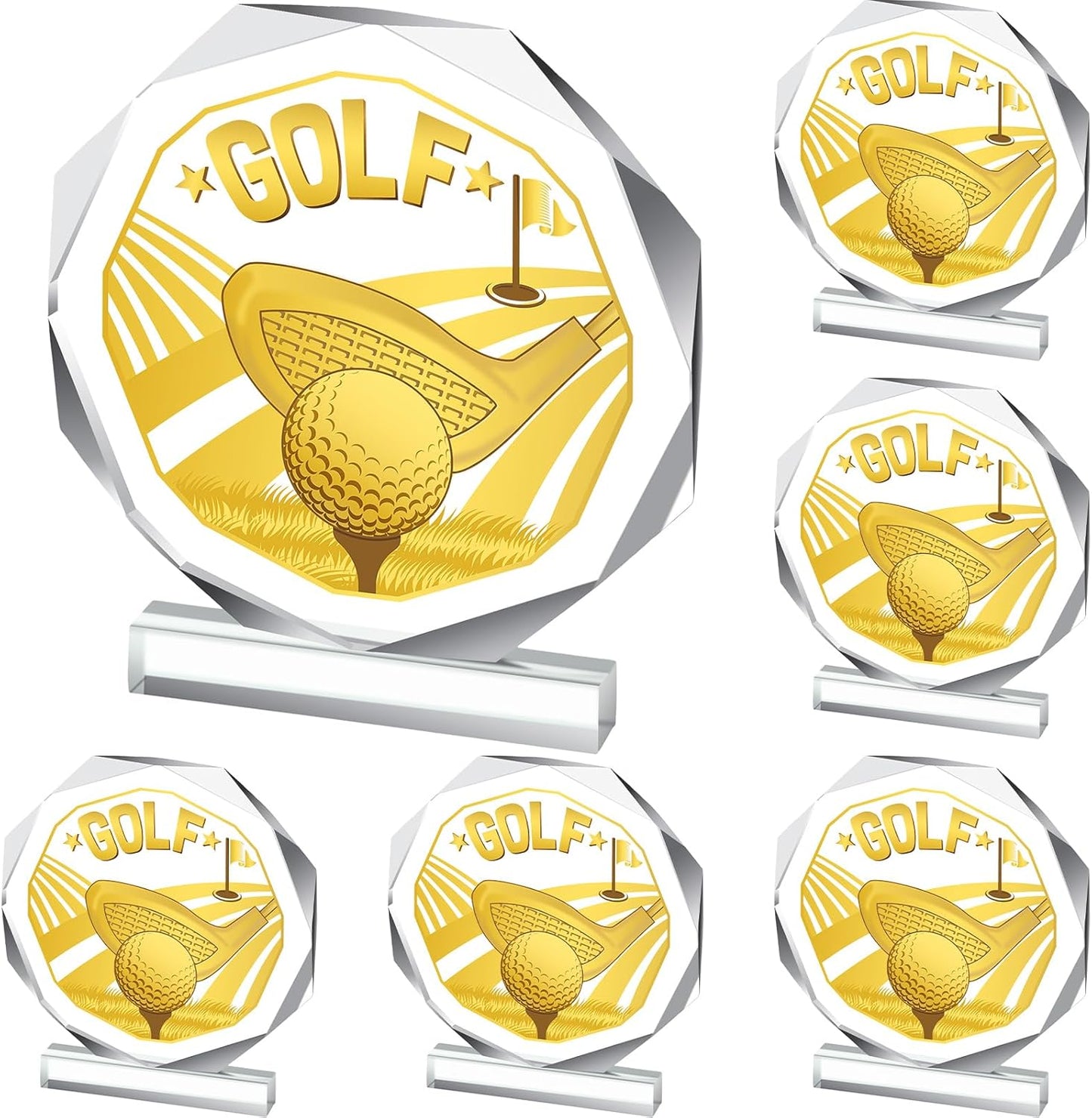 6 Pack Sports Trophy Acrylic Award Medals 4.72 x 4.72 Inch Sports Contest Trophies Bulk Plaques Team Prize Gift Trophies for Competition