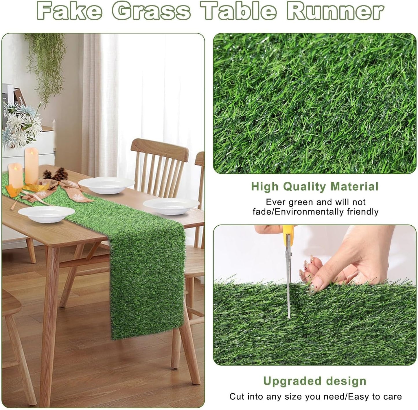 Artificial Grass Table Runners-13 x 72 Inches Faux Grass Table Runner for Golf Themed Party,Synthetic Turf Table Runner for Wedding Party, Birthday, Banquet, Baby Shower, Home Decor
