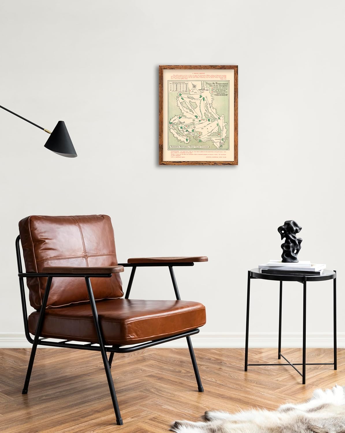 Framed Golf Map - Augusta National Golf Club Course, 1954, Vintage Wall Art, 11x14 (11x14 Framed)