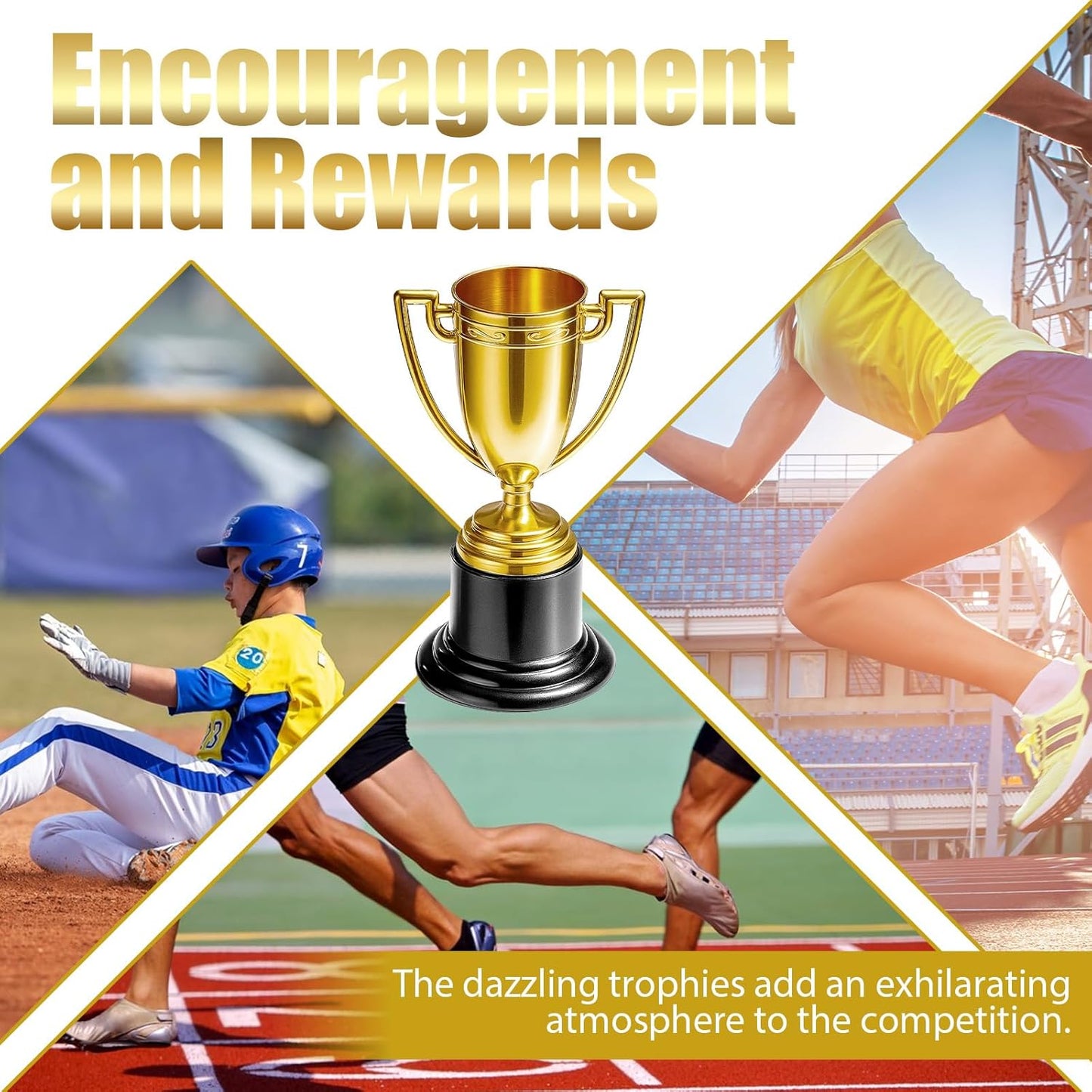 Mini Trophy, Gold Award Cup Plastic Tiny Small Trophy Cups for Sports Tournaments and Parties Winning Prizes