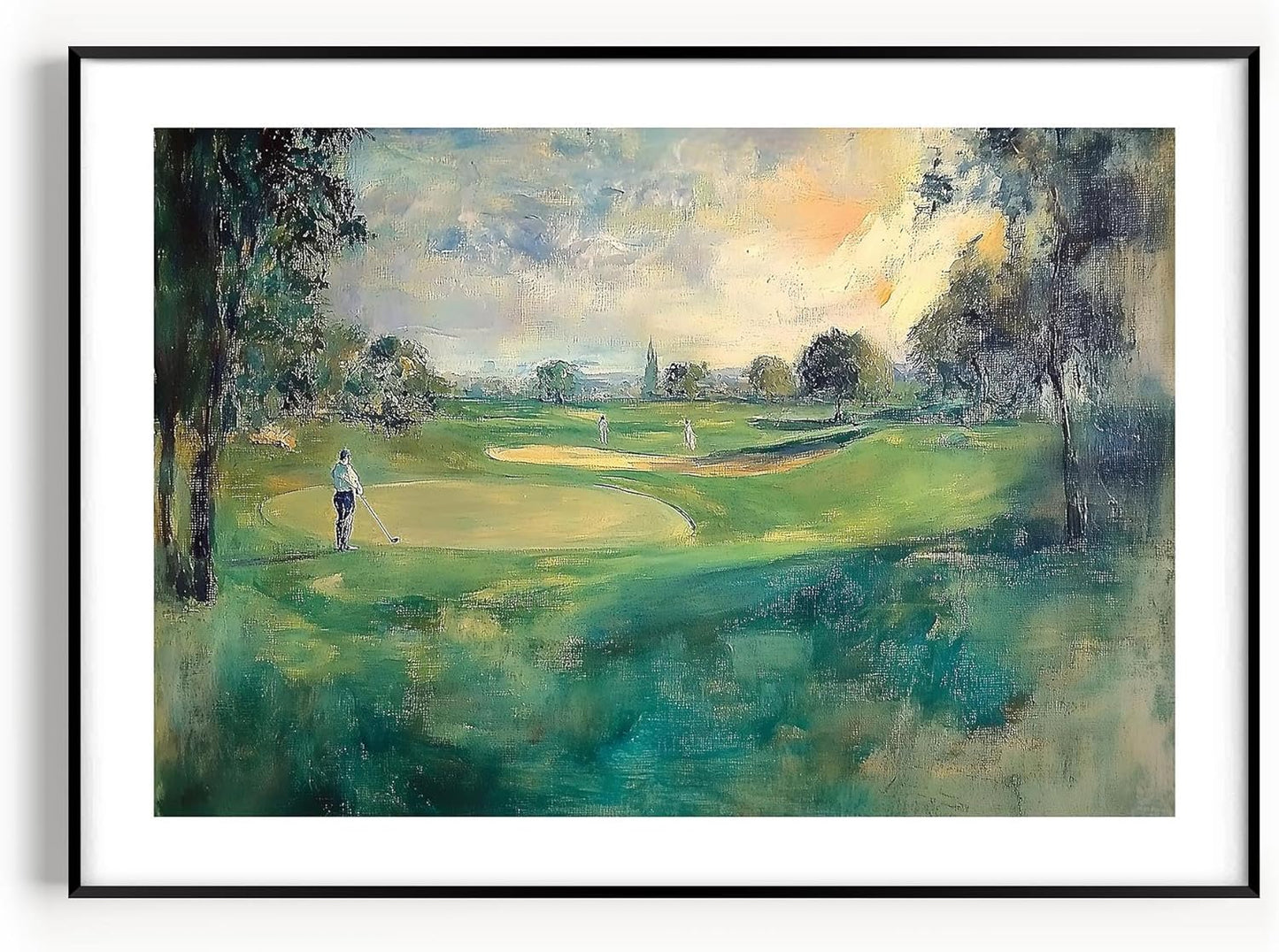 Vintage Golf Course Premium Giclee Fine Art Prints - Antique Style Golf Course Painting Posters, Golf Wall Art, Aesthetic Golfing Poster for Home Office Decor, Ready to Frame