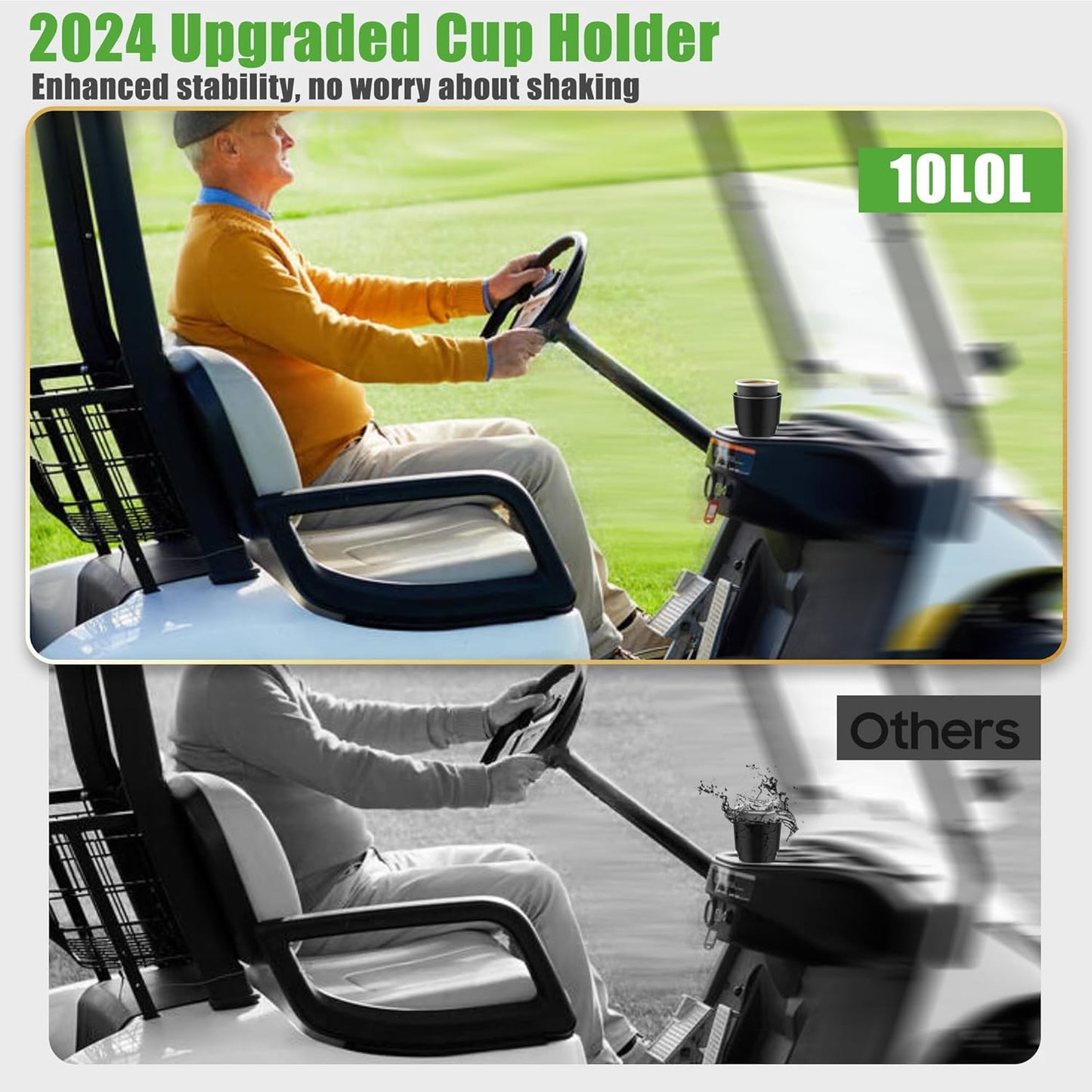 10L0L Universal Golf Cart Propane Heater Cup Holder for Yamaha, EZGO, Club Car, Upgraded Solid Heater Holder for 16.4 oz Camping Gas Cylinder Inserts Adapter Expander Easy to Install