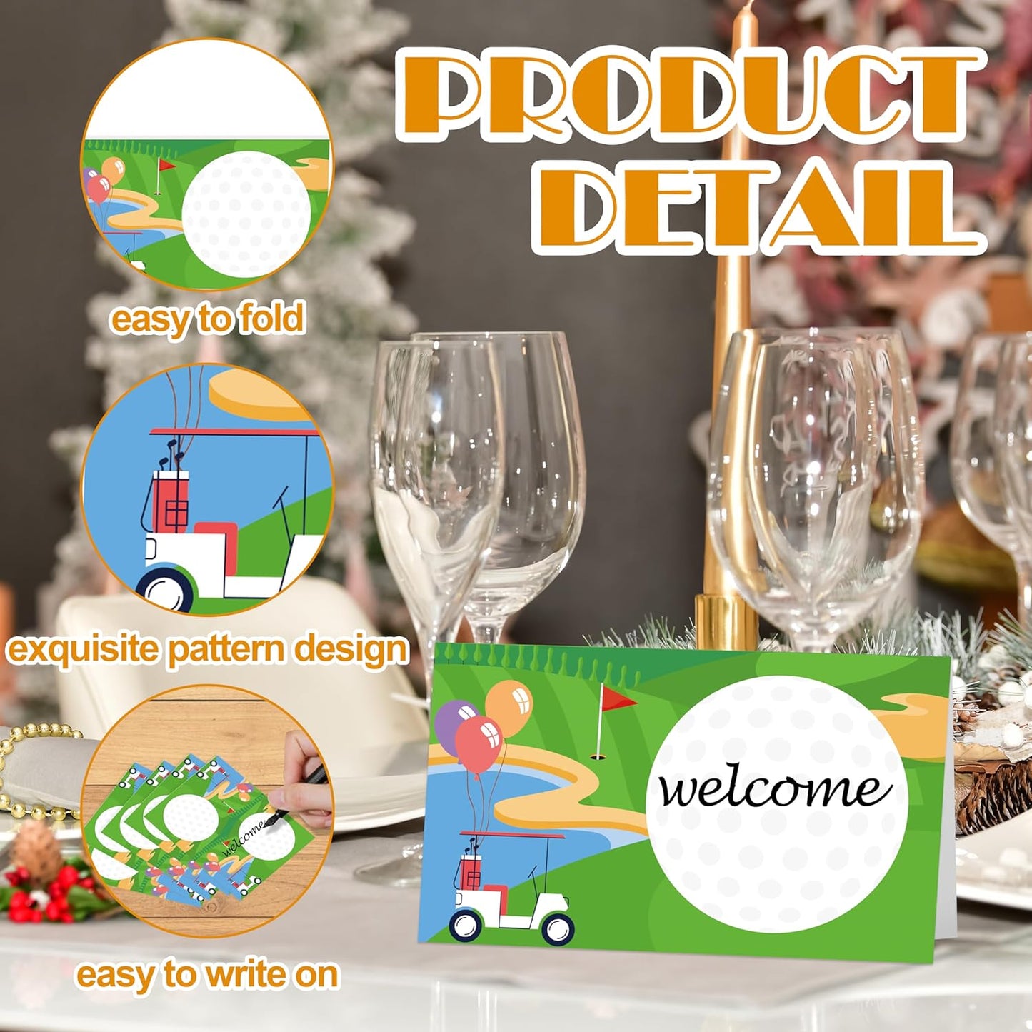 Golf Place Cards, Hole in One Table Place Cards For Table Setting, Sports Themed Name Cards For Birthday Party Baby Shower Golf Party, 25 Cards Included -03