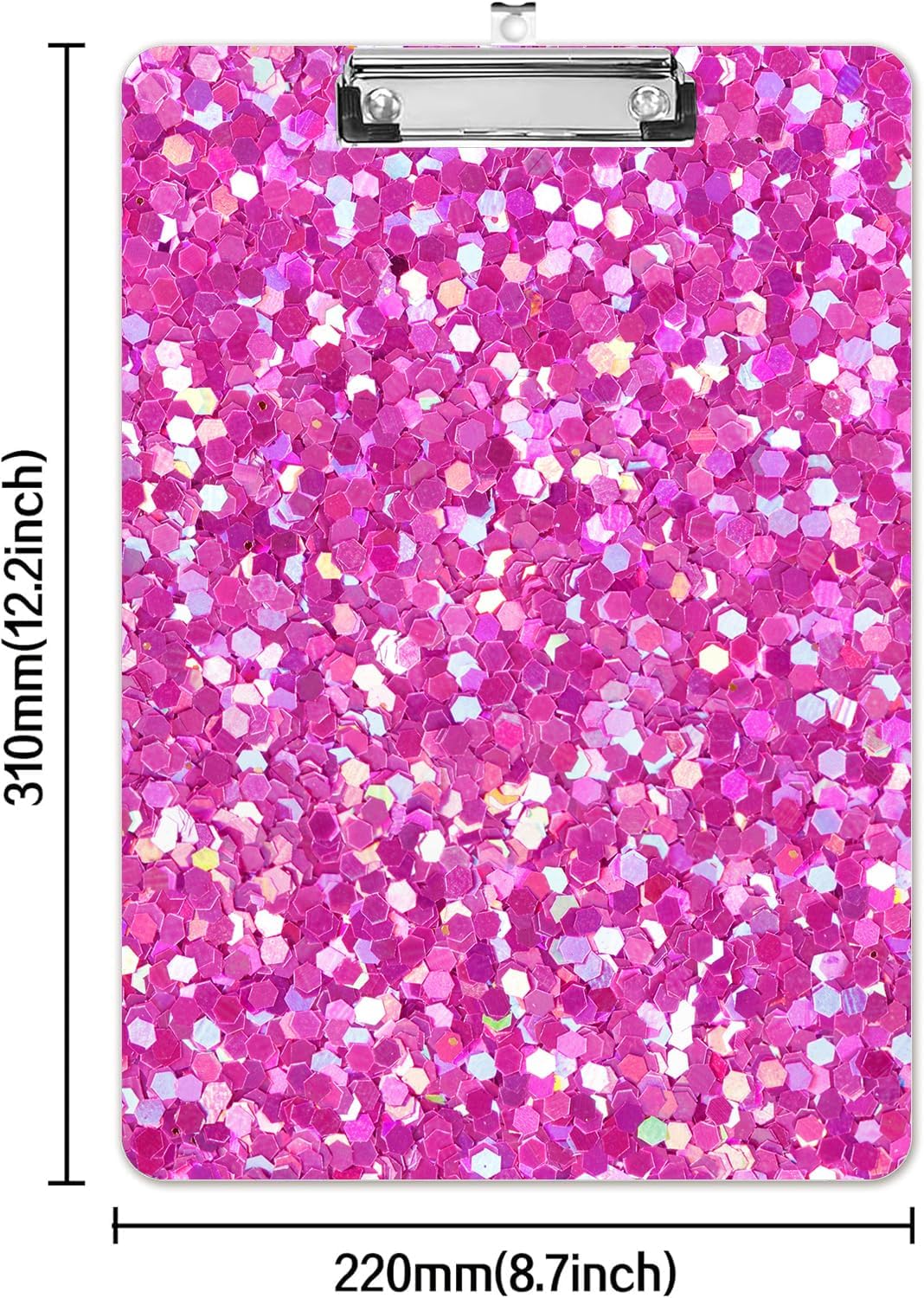 Fashion A4 Clipboard, Standard Letter Size 9" x 12.5", Decorative Wooden Clipboard with Low Profile Metal Clip for Office, School, Teachers, and Students, Pink