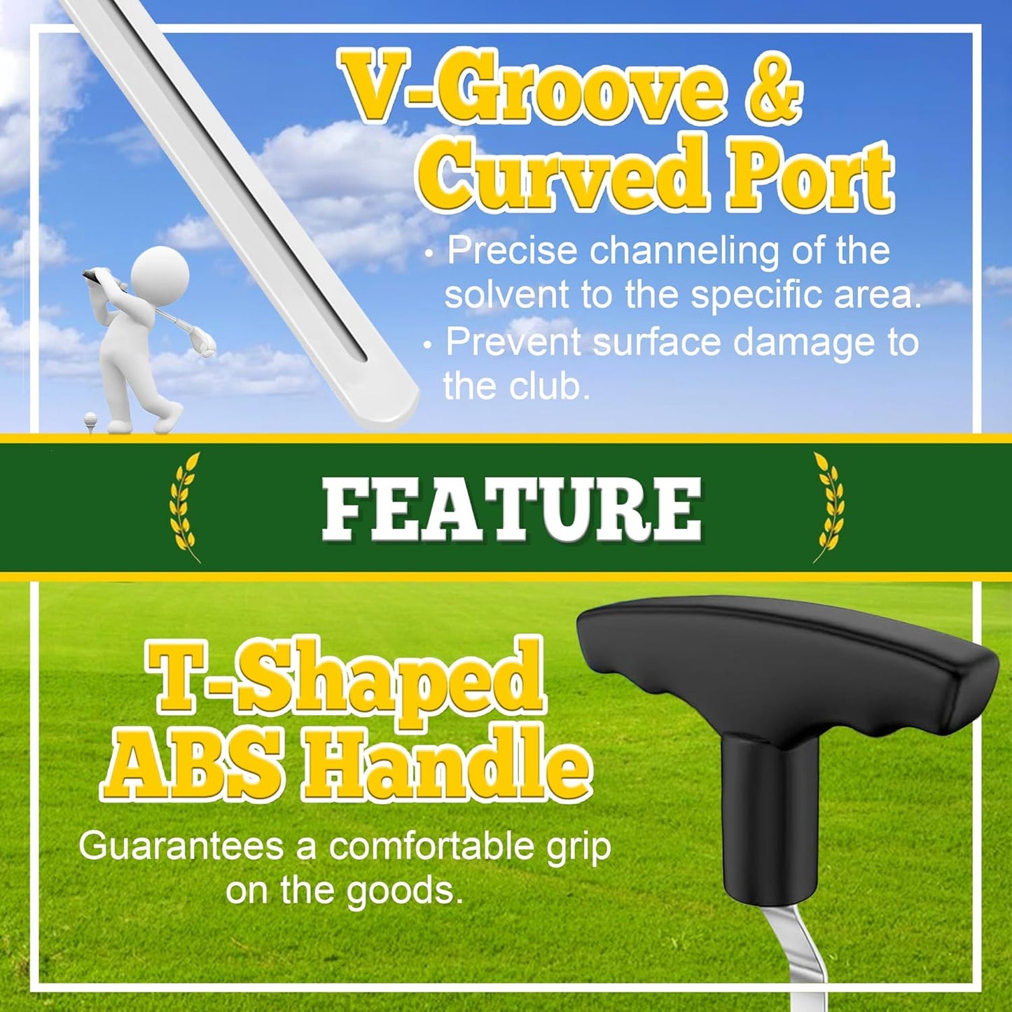 Golf Grip Removal Tool, 12.2" V-Groove Golf Grip Remover Saver Gripping Tool Standard Length Swinging Golf Grip Remover Kit