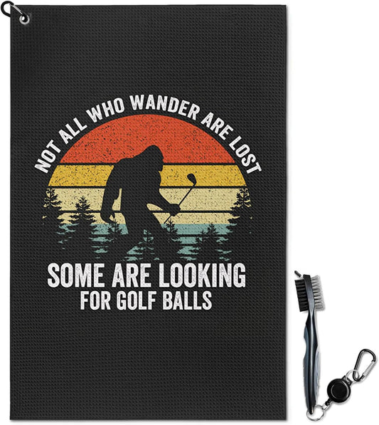 Bigfoot Golf Towel and Brush Set, Sasquatch Gifts for Men and Women Golf Towels Accessories for Golf Bag with Clip Funny Big Foot Club Cleaning Kit Golfers Dad Grandpa Husband Birthday Retirement Gift