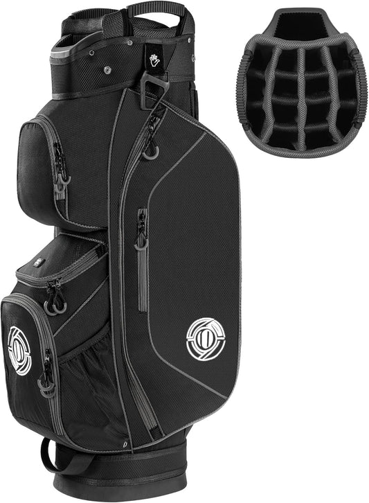 Golf Cart Bag, 15 Way Top Lightweight Golf Bag, Golf Club Cart Bags for Men Women with Full-Length Dividers, Dedicated Putter Well, Rain Cover Black and Red