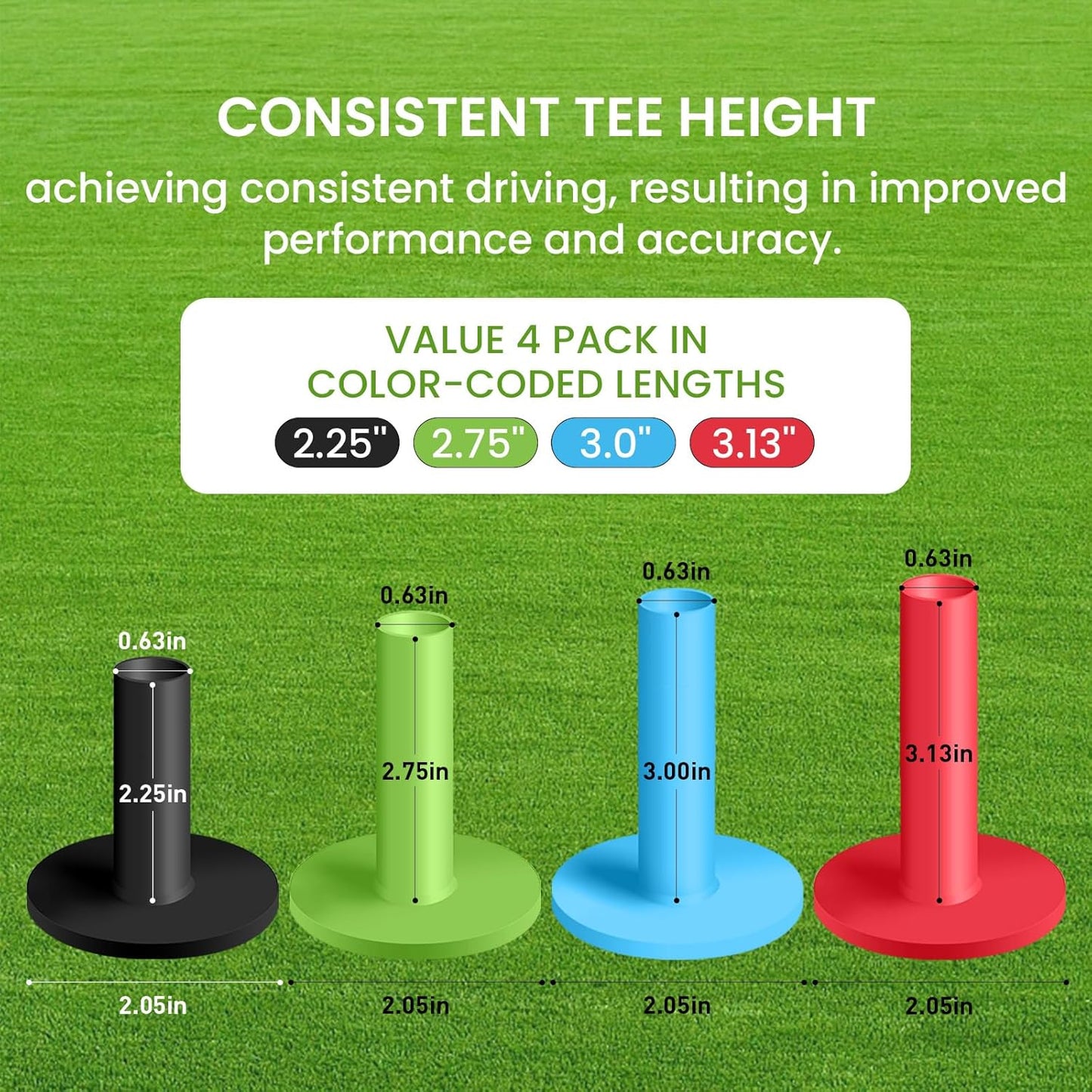 Golf Rubber Tees Driving Range Different Size, Professional Durable Tee Set for Indoor Outdoor Practice Mat…