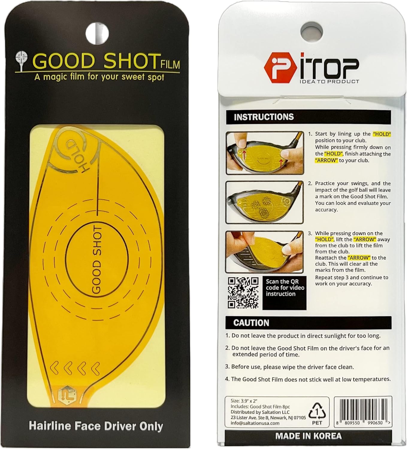 Good Shot Film | Golf Impact Tape | Reusable Driver Face Sticker | Sweet Spot Accuracy Diagnosis | Self-Teaching Consistency Analysis | 8 Pcs per Pack