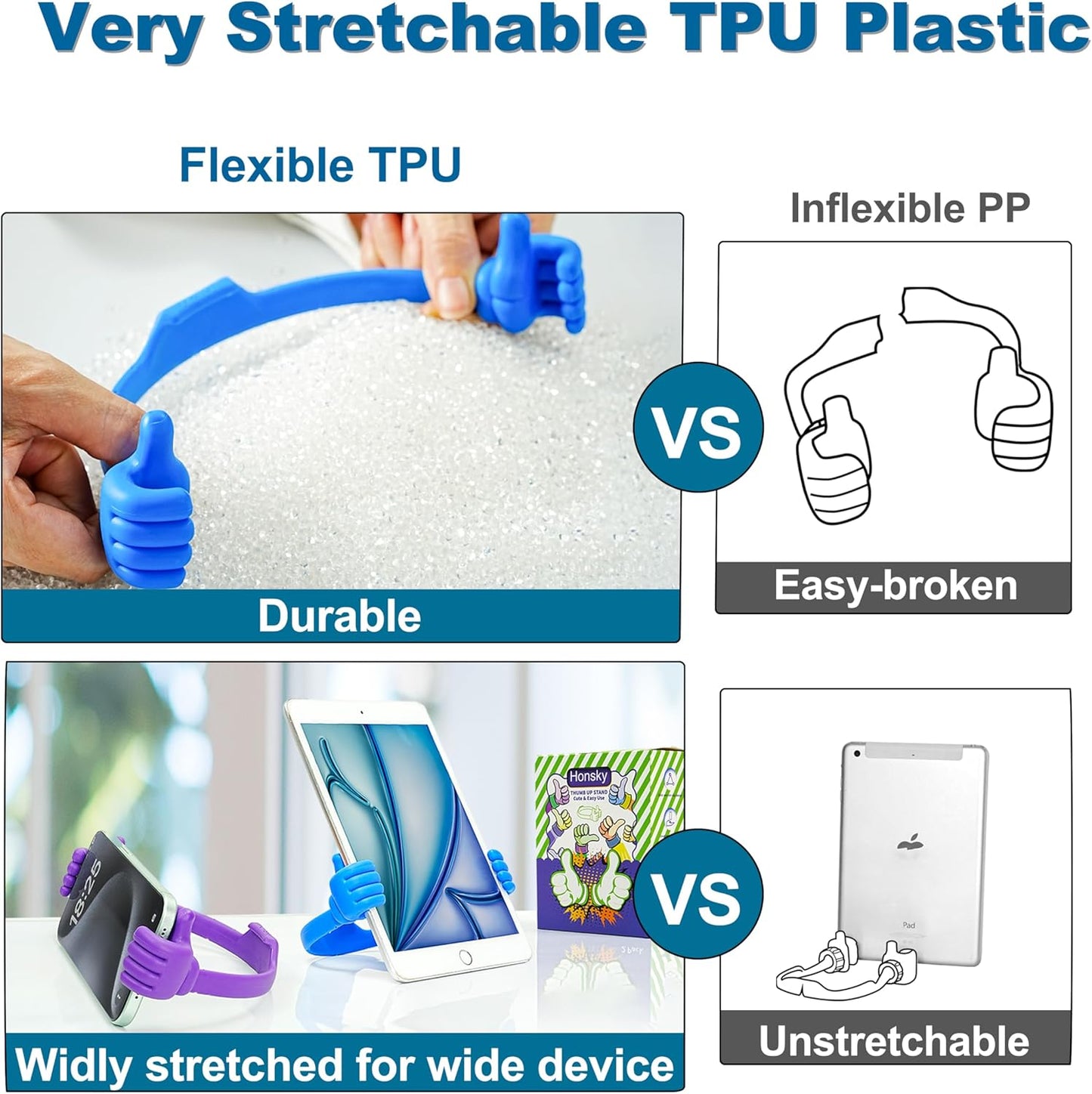 Honsky Cell Phone Stand Holder 2-Pack,Thumbs Up Lazy Phone Stand,Universal Adjustable Flexible Dock for All Phones & Tablets,Cute Stocking Stuffer Gift for Teen Girls,Red