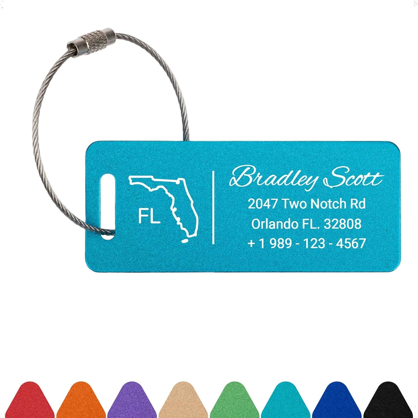 Personalized Luggage Tags for Suitcases Custom Metal Name Tags for Backpacks Bags Travel - Small (Lakeblue)