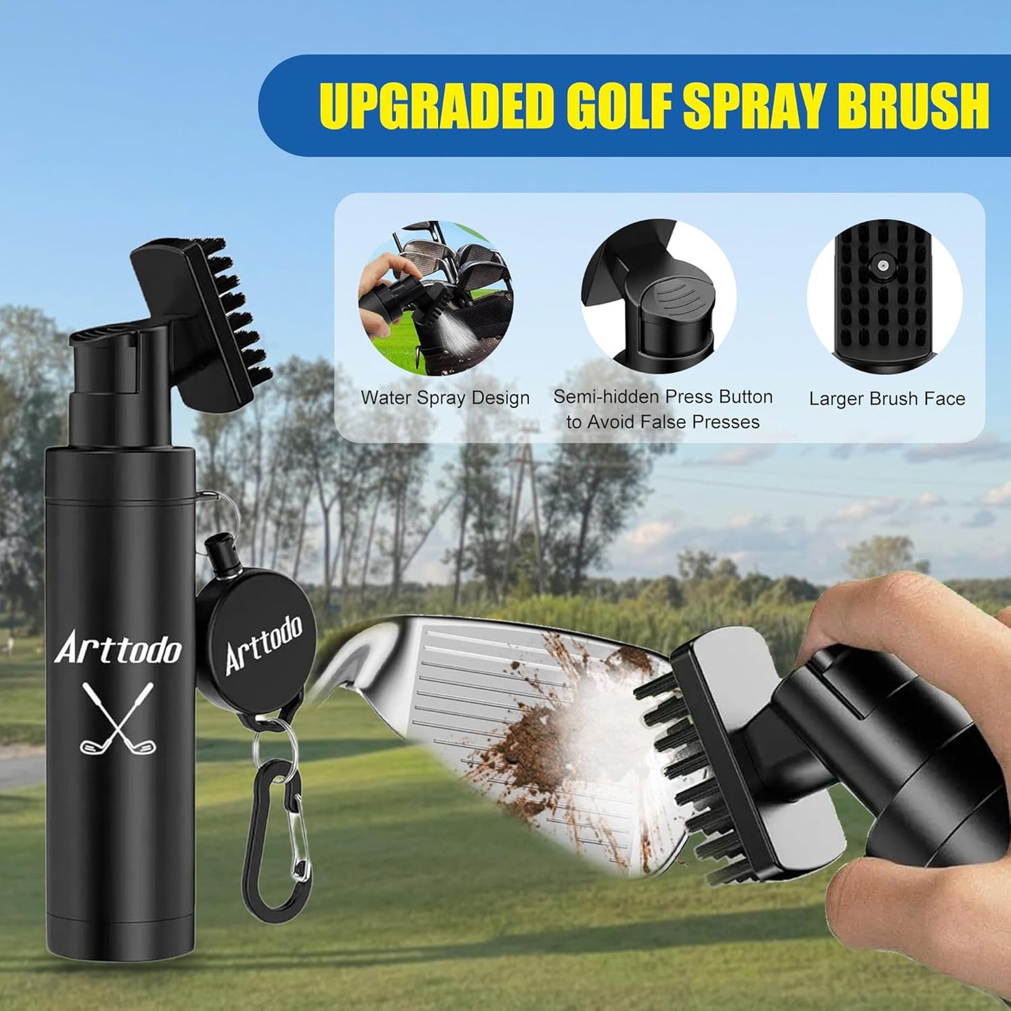Golf Club Cleaning Kit, Absorbent Golf Towel with Waffle Design and Large Capacity Golf Club Cleaning Spray Brush, Portable Golf Club Cleaner Accessories for Men Women