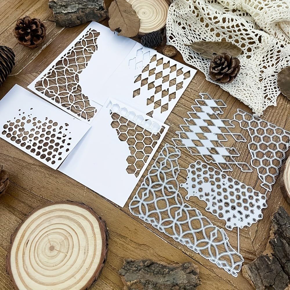 Lapoo Flowers Metal Cutting Die for Scrapbooking - Durable, Cut Stencils for DIY Scrapbook Photo Album Decorative Paper Card, Card Making Supplies, Embossing (Triangular Border 6.5 x 4.7 in)