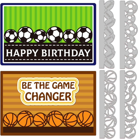 GLOBLELAND Sport Ball Border Cutting Dies for Card Making Basketball Football Cut Die for DIY Scrapbooking Journal Embossing Paper Craft Decor