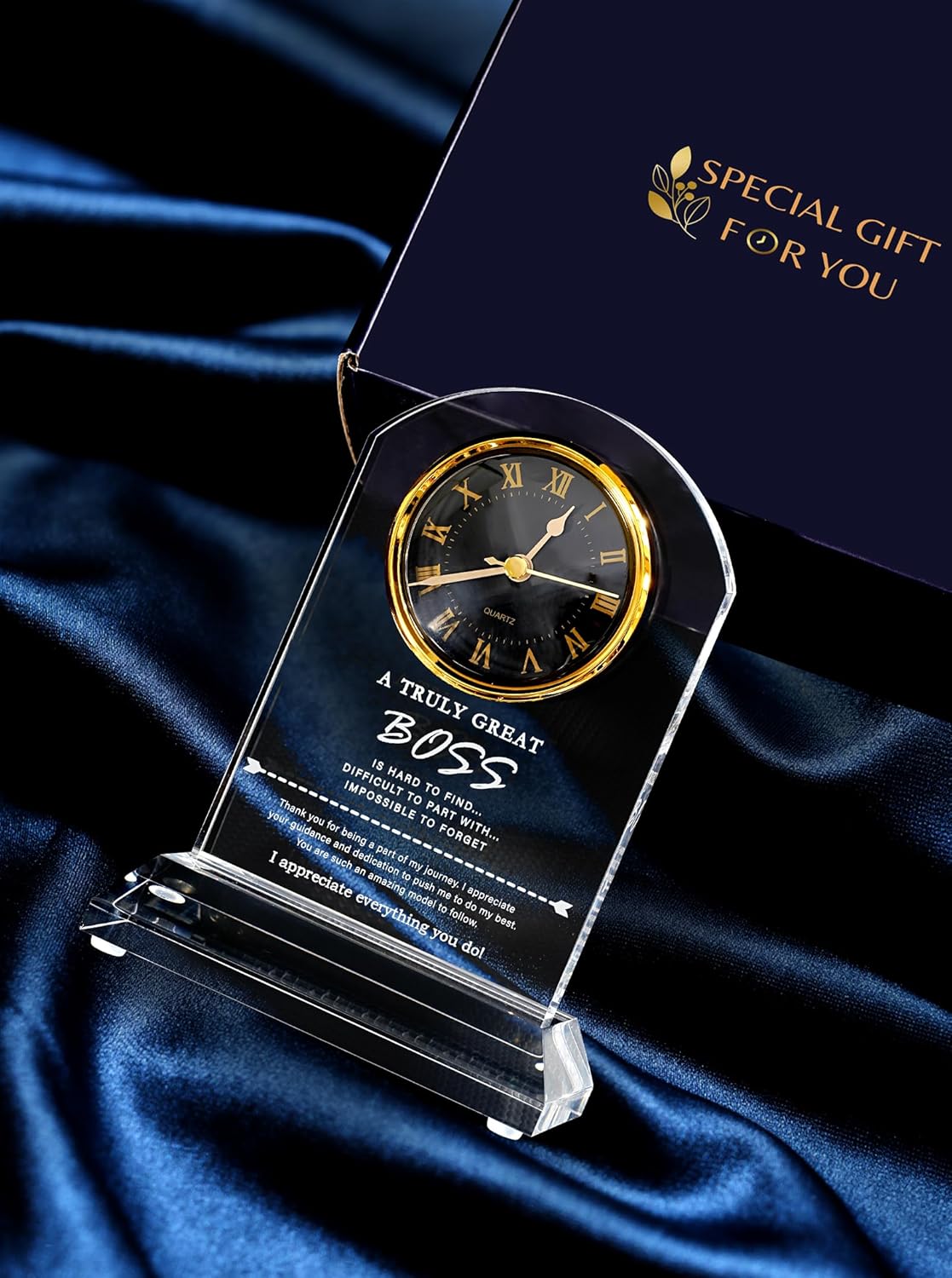 DEEWISH Best Boss Ever Gifts for Women Men, Boss Appreciation Retirement Clock Gift, Boss's Day Idea, Office Home Desk Décor for Boss Female Male (Gift Box & Card, Battery Not Included)