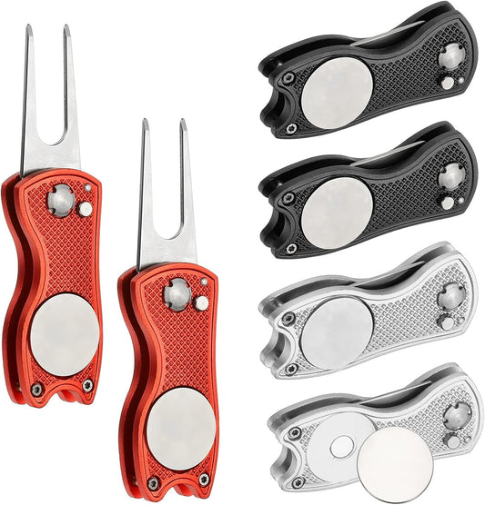 PATIKIL Golf Divot Repair Tool, Foldable Metal Golf Green Divot Tool with Magnetic Ball Marker & Stainless Steel Fork